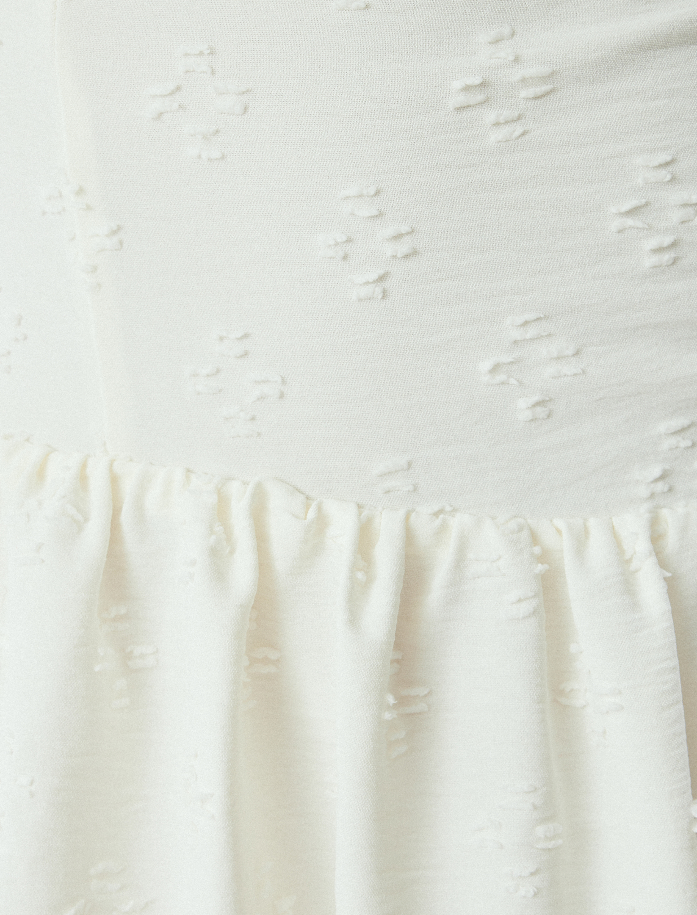   Balon Kol Elbise Mini Katlı Dokulu Volanlı