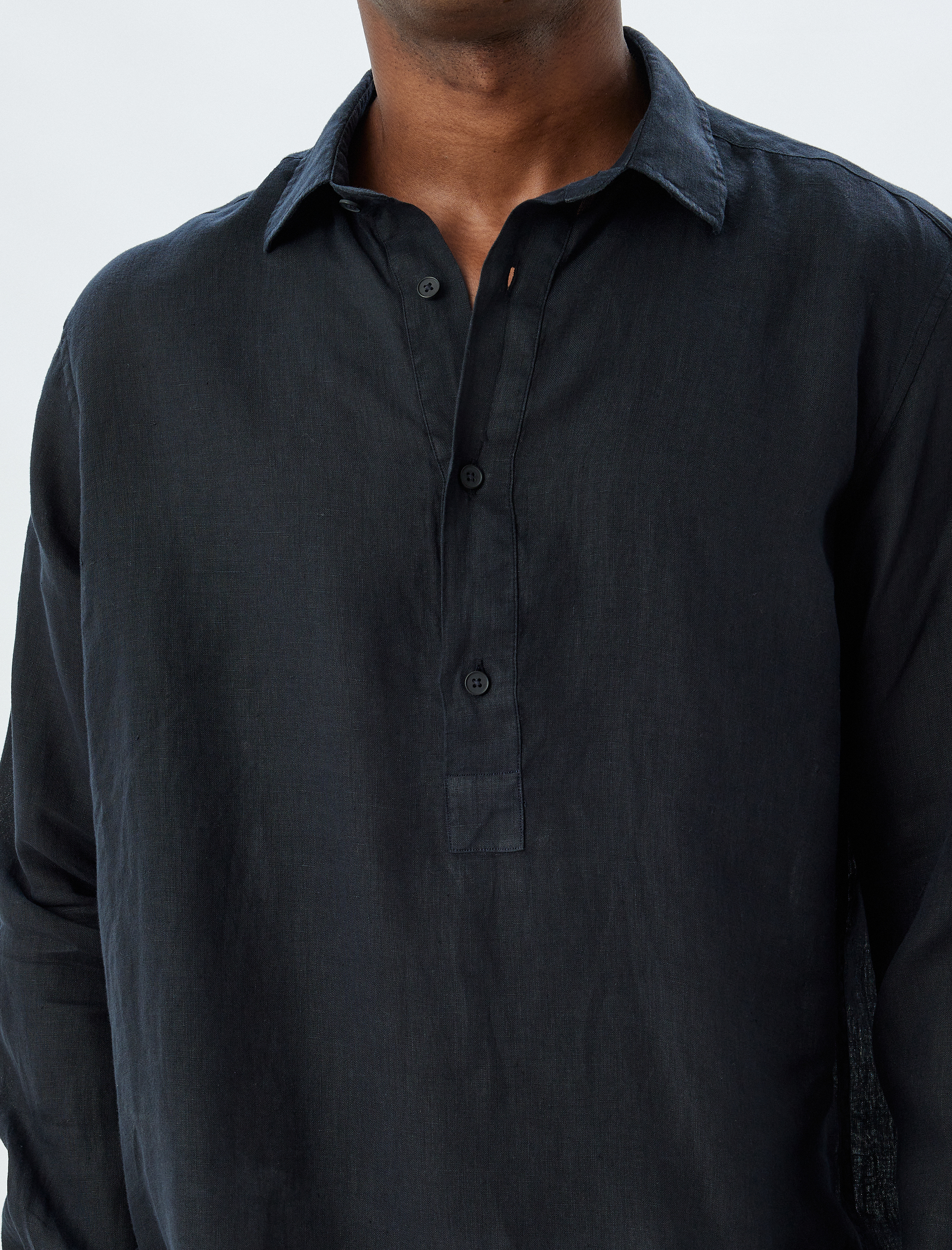   Keten Gömlek Uzun Kollu Düğme Detaylı Gömlek Yaka Regular Fit