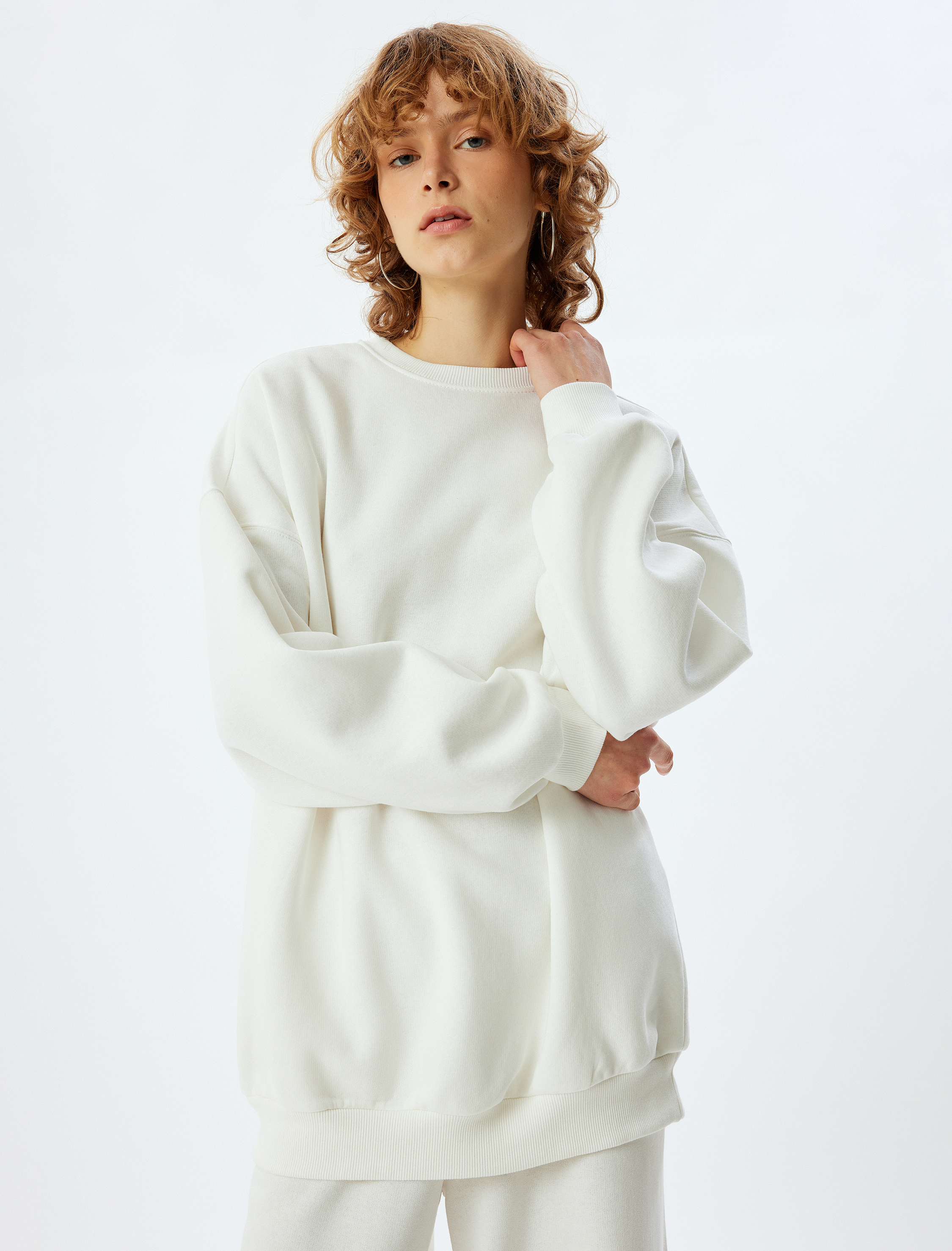   Oversize 2'li Bisiklet Yaka Şardonlu Sweatshirt Seti