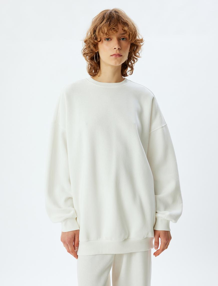   2'li Oversize Sweatshirt Seti Çok Renkli Bisiklet Yaka Şardonlu