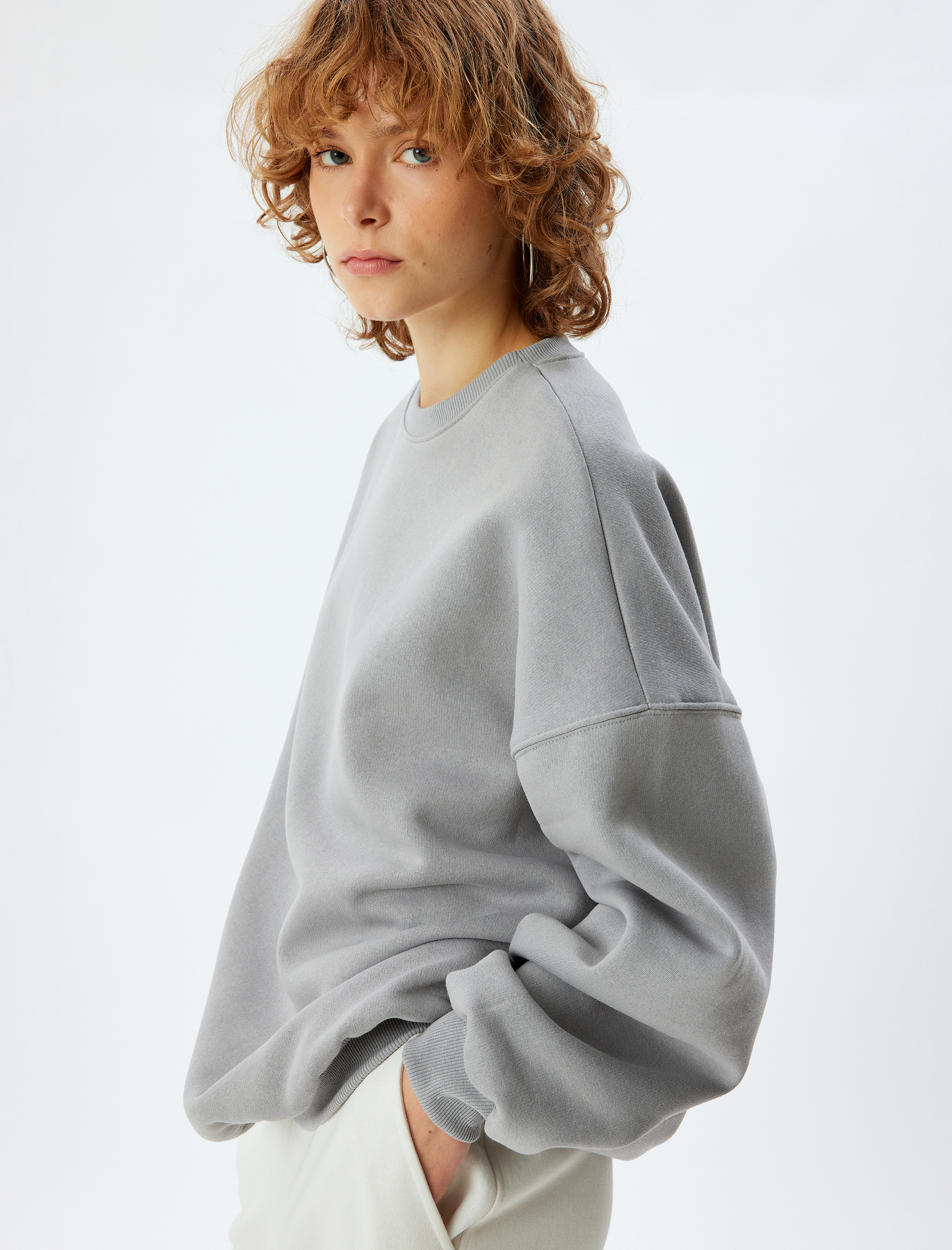   Oversize 2'li Bisiklet Yaka Şardonlu Sweatshirt Seti