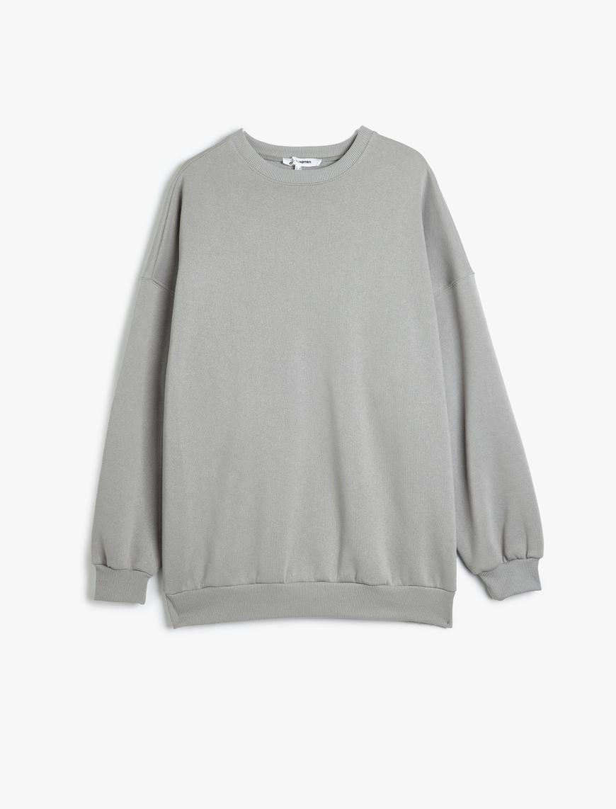   2'li Oversize Sweatshirt Seti Çok Renkli Bisiklet Yaka Şardonlu