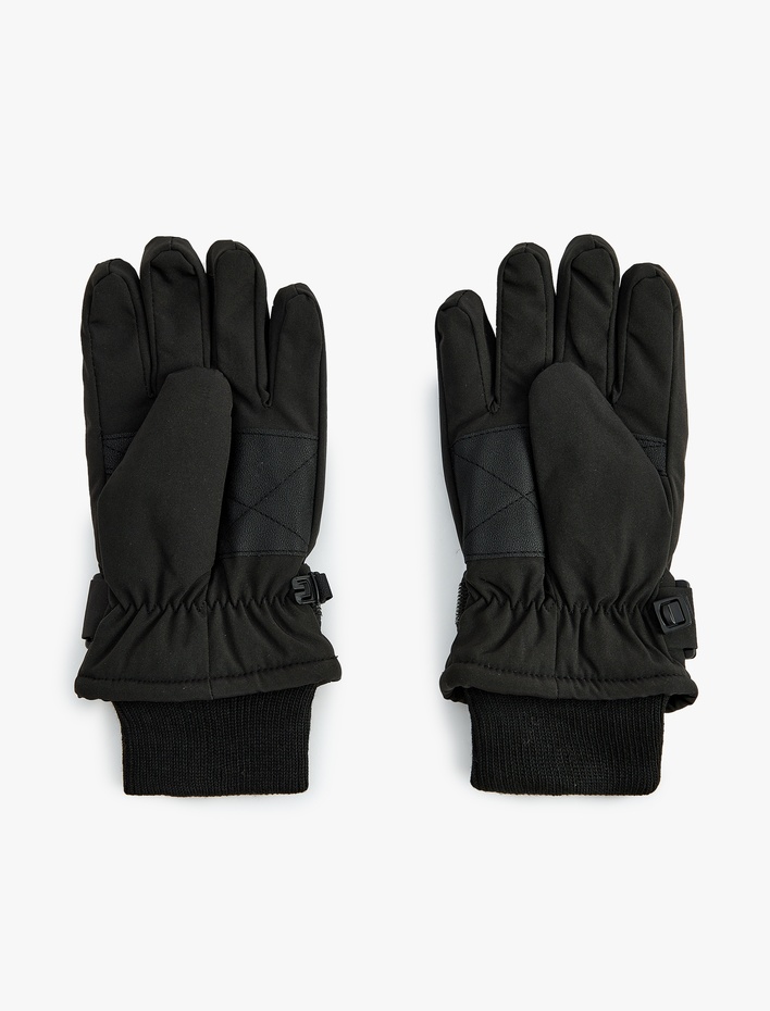 Erkek Çocuk Kayak Eldiveni Cırt Cırtlı Ayarlanabilir Manşetli