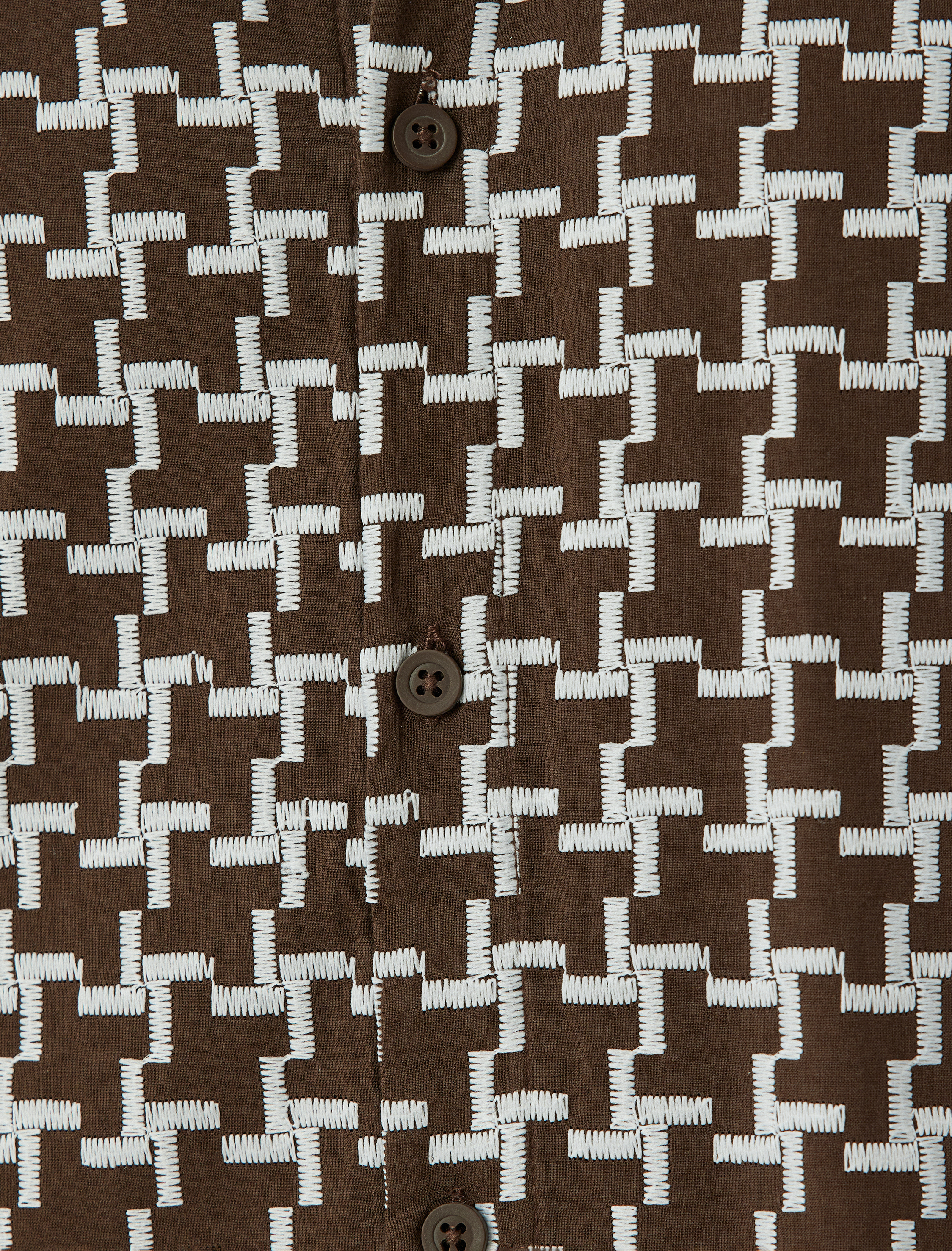   Kısa Kollu Gömlek Geometrik Desenli Pamuklu Regular Fit