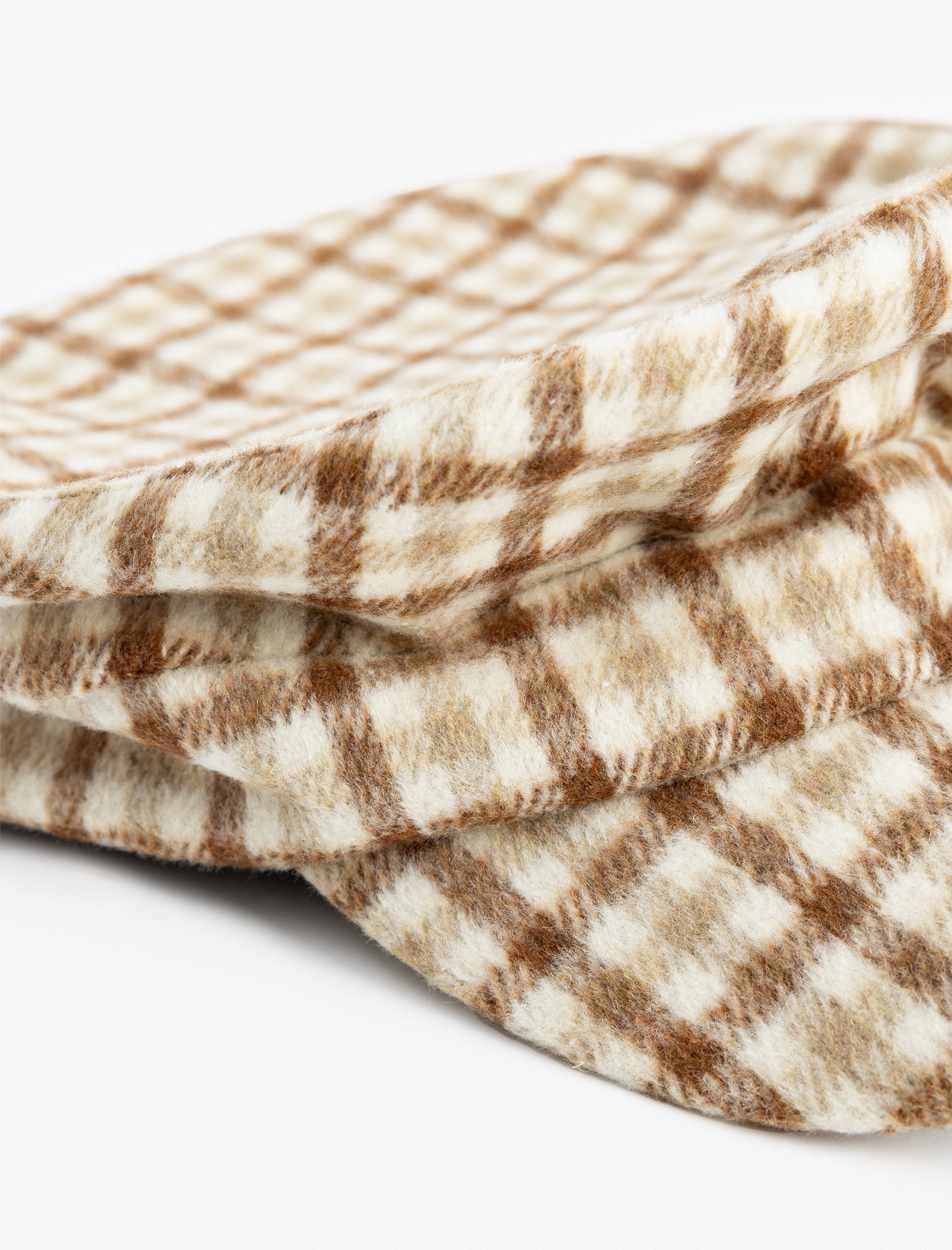 Kadın Ekose Kasket Şapka Yumuşak Dokulu