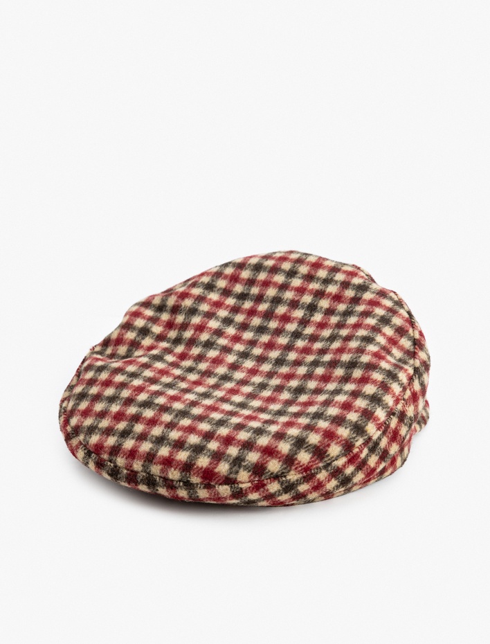 Kadın Ekose Kasket Şapka Yumuşak Dokulu