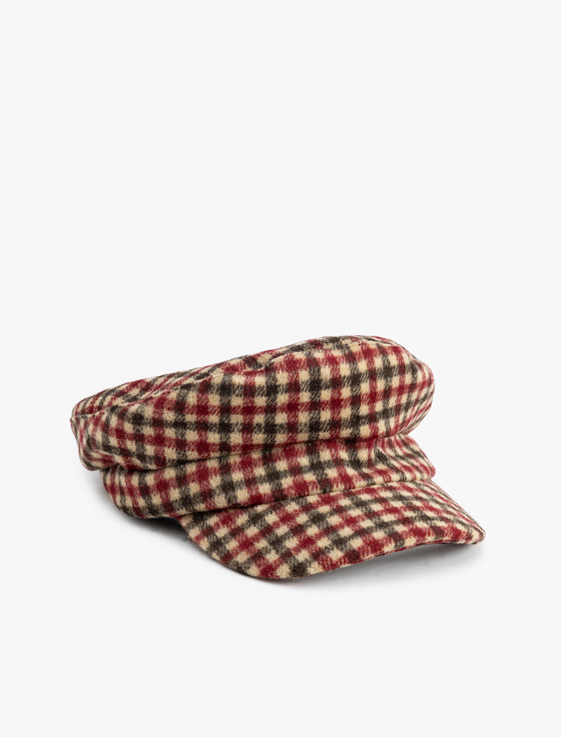 Kadın Ekose Kasket Şapka Yumuşak Dokulu