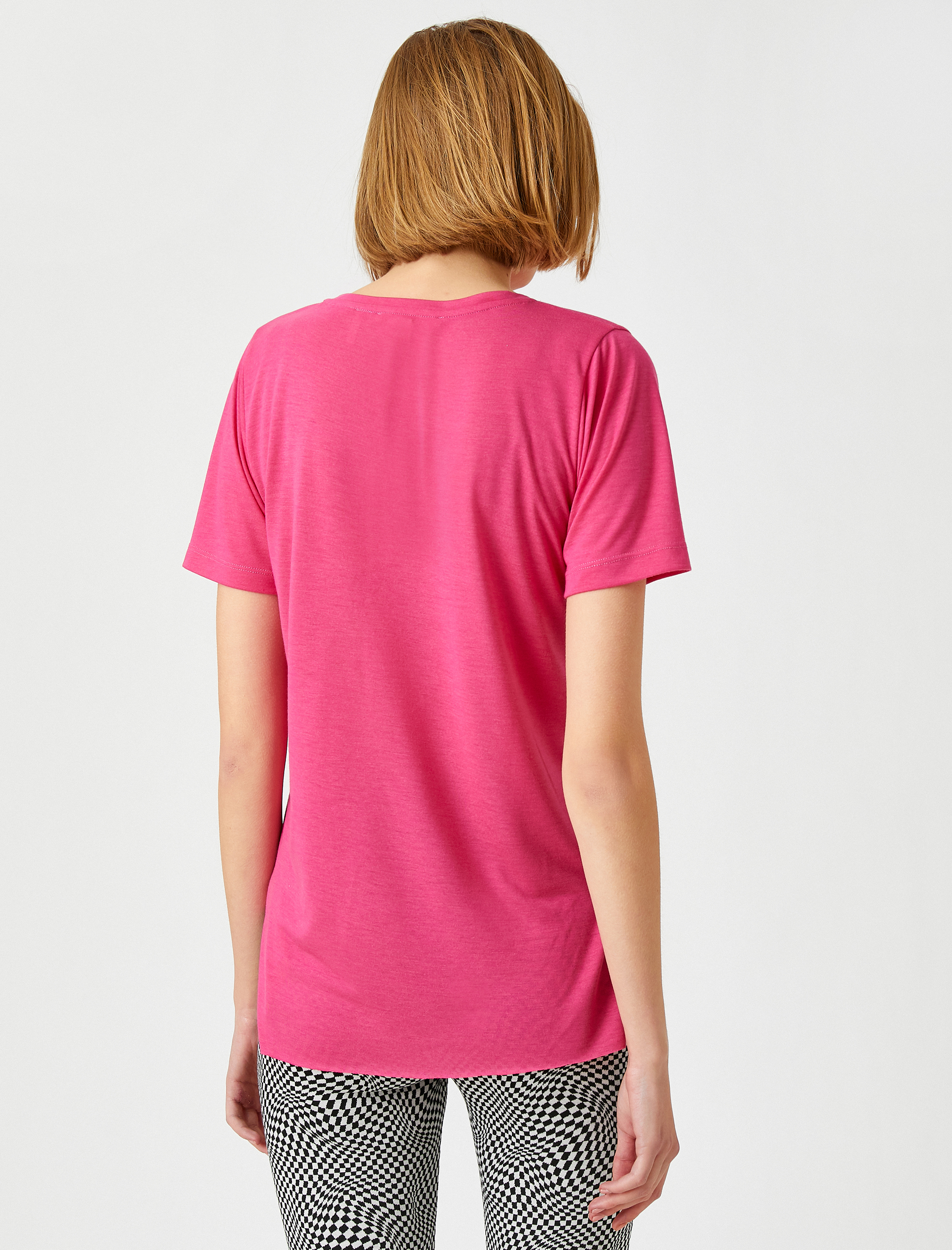   Bisiklet Yaka Kısa Kollu Baskılı Tişört