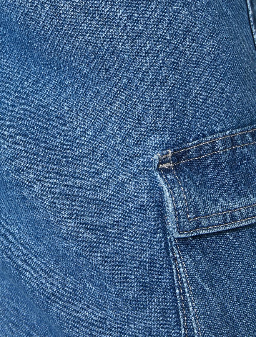   Fermuar Detaylı Askılı Cep Detaylı Jean Tulum