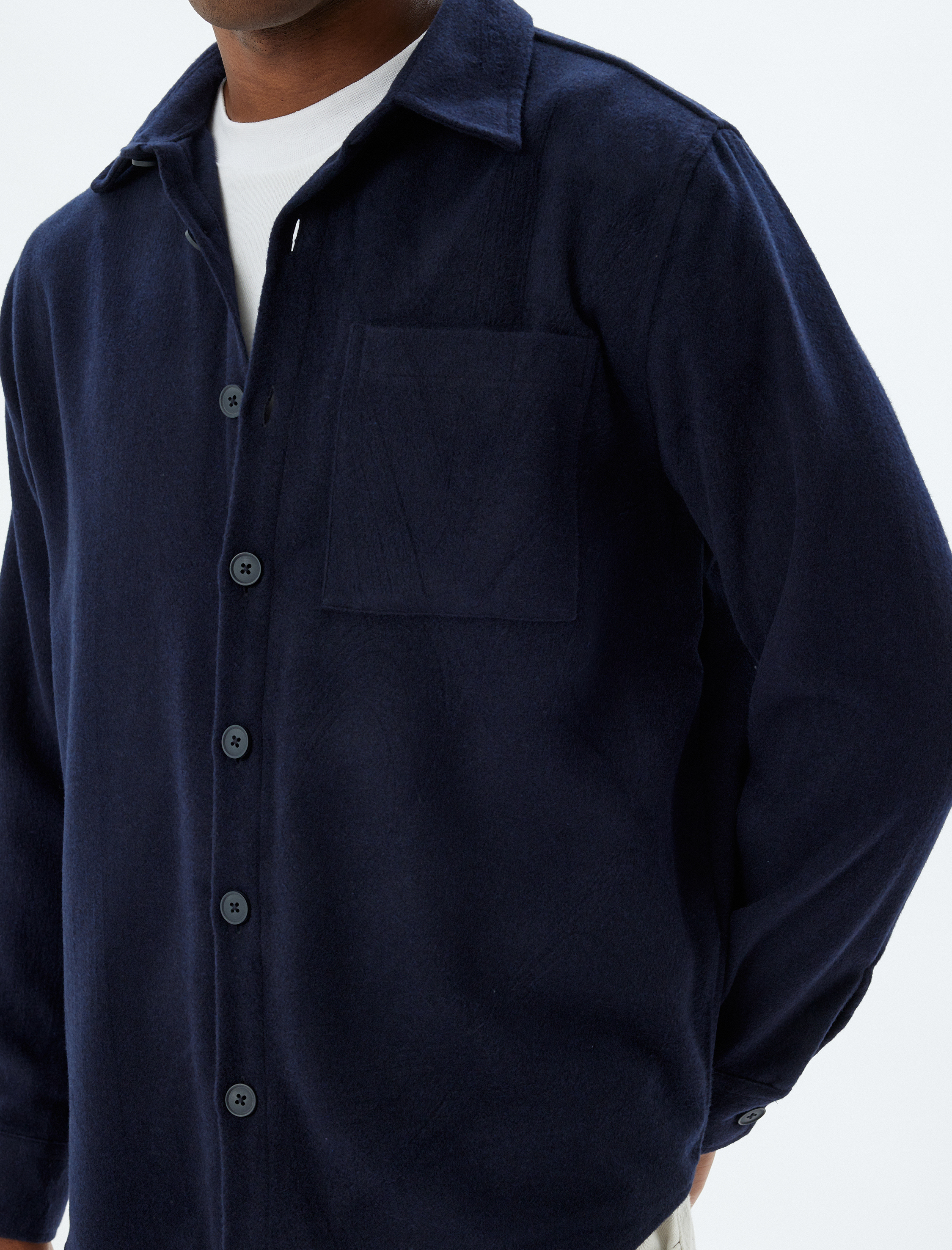   Uzun Kollu Gömlek Cep Detaylı Pamuk Karışımlı Regular Fit