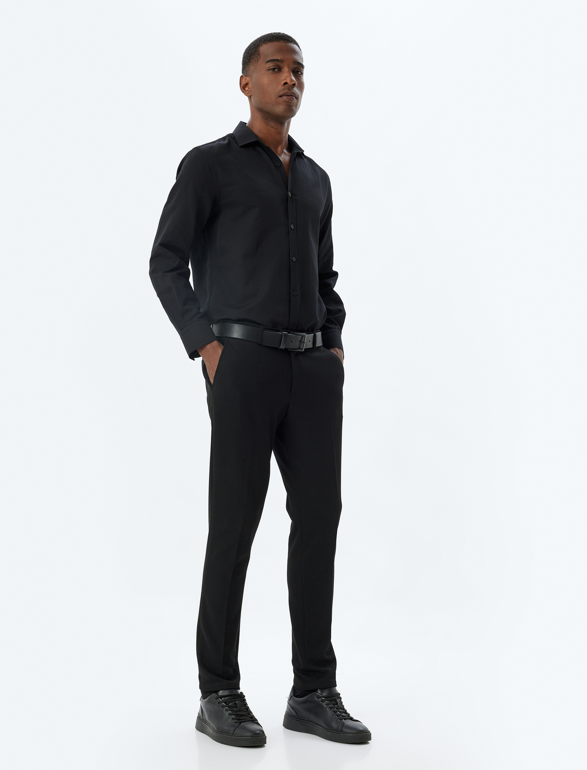Slim Fit Gömlek Uzun Kollu Pamuk Karışımlı