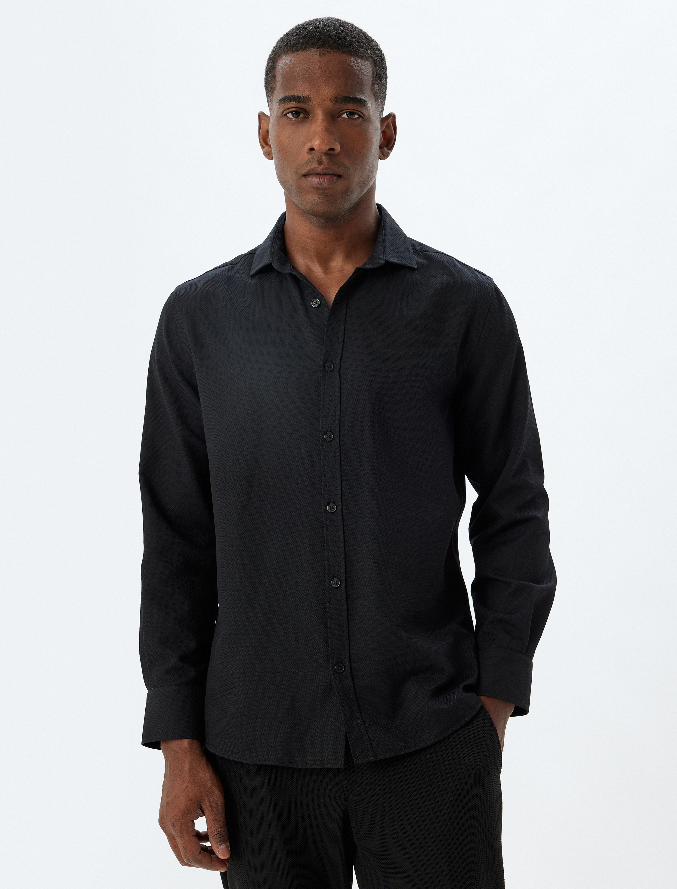 Slim Fit Gömlek Uzun Kollu Pamuk Karışımlı