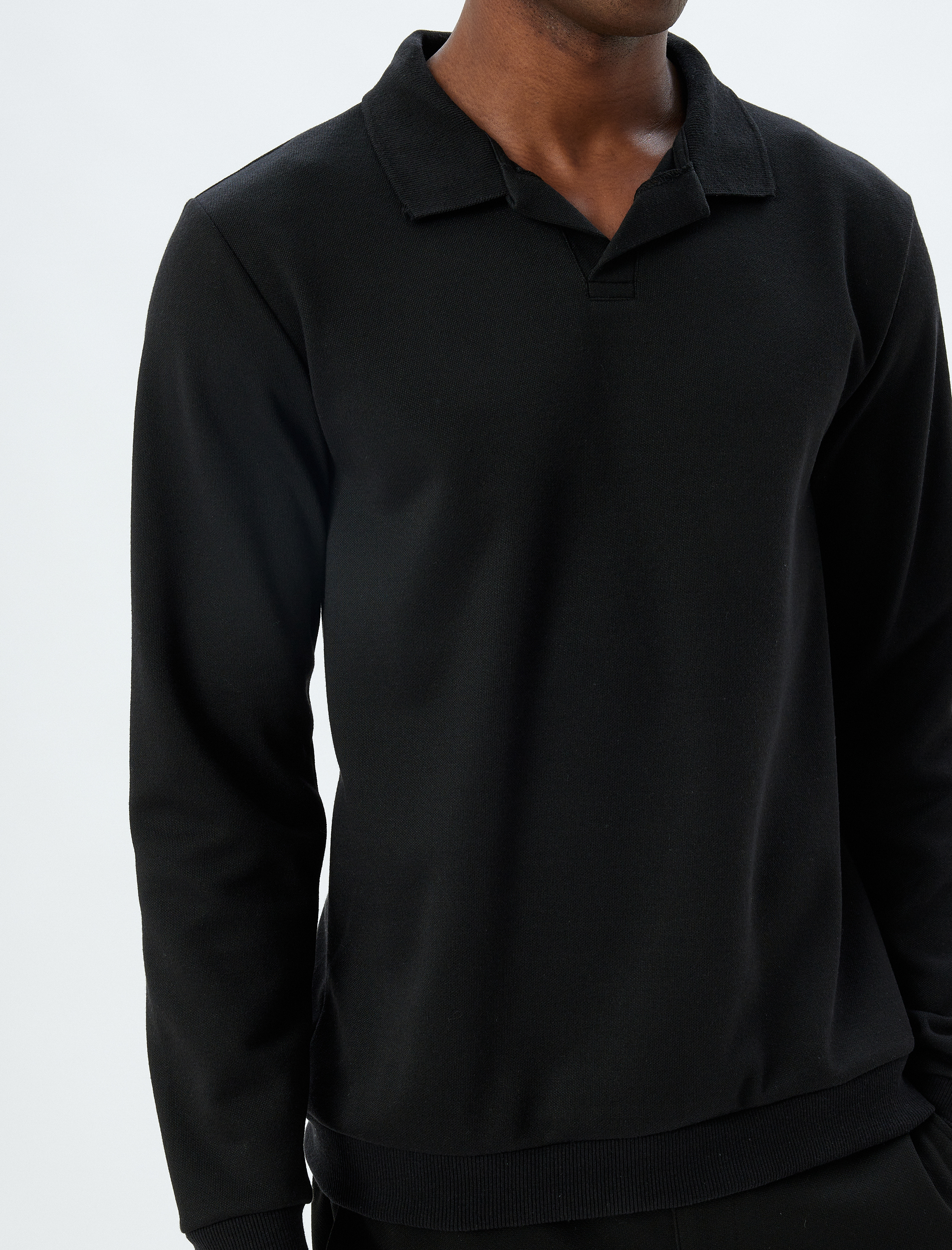   Pamuk Karışımlı Uzun Kollu Boxy Polo Yaka Kazak