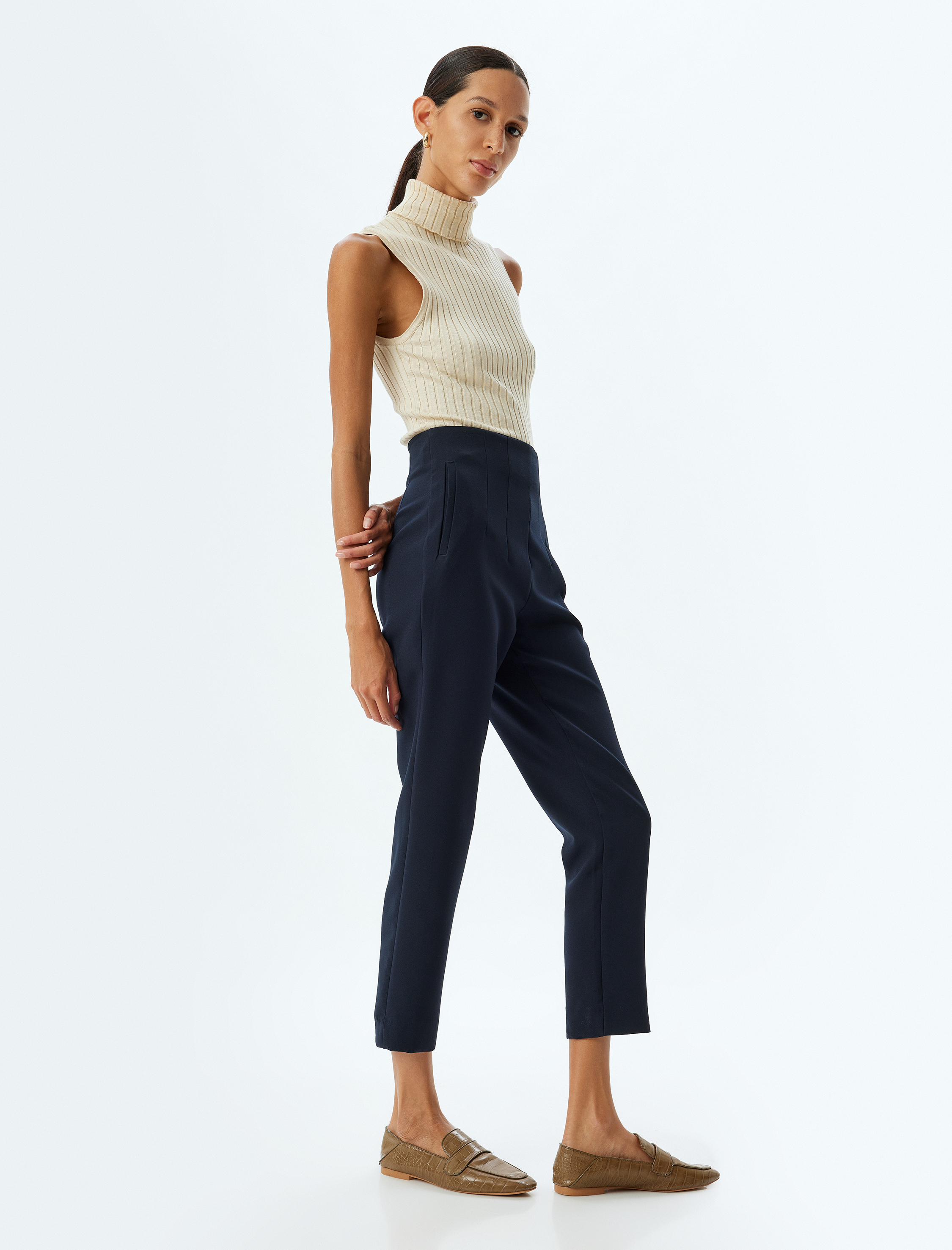   Yüksek Bel Slim Fit Cepli Cigarette Pantolon