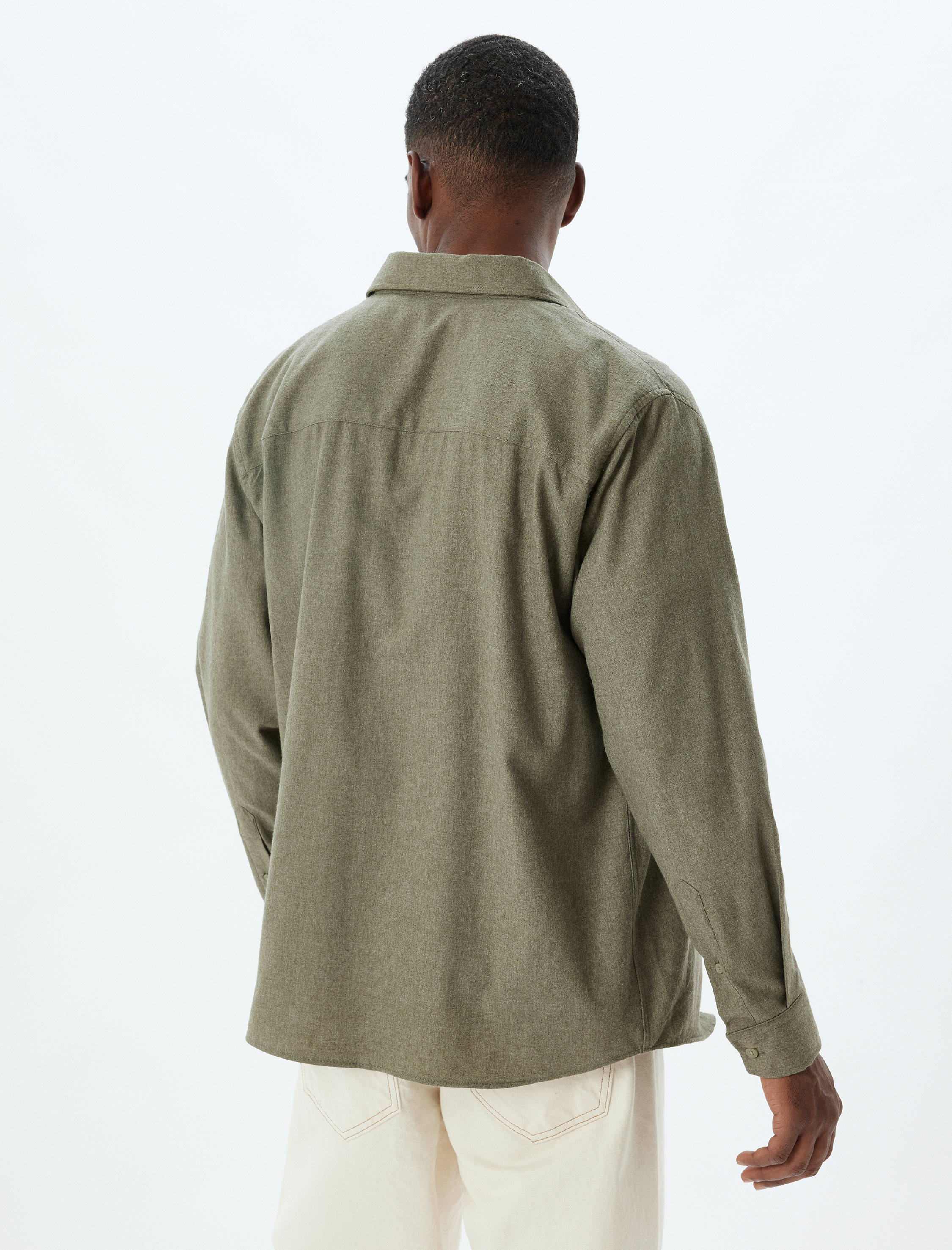   Klasik Gömlek Uzun Kollu Cep Detaylı Pamuk Karışımlı Regular Fit