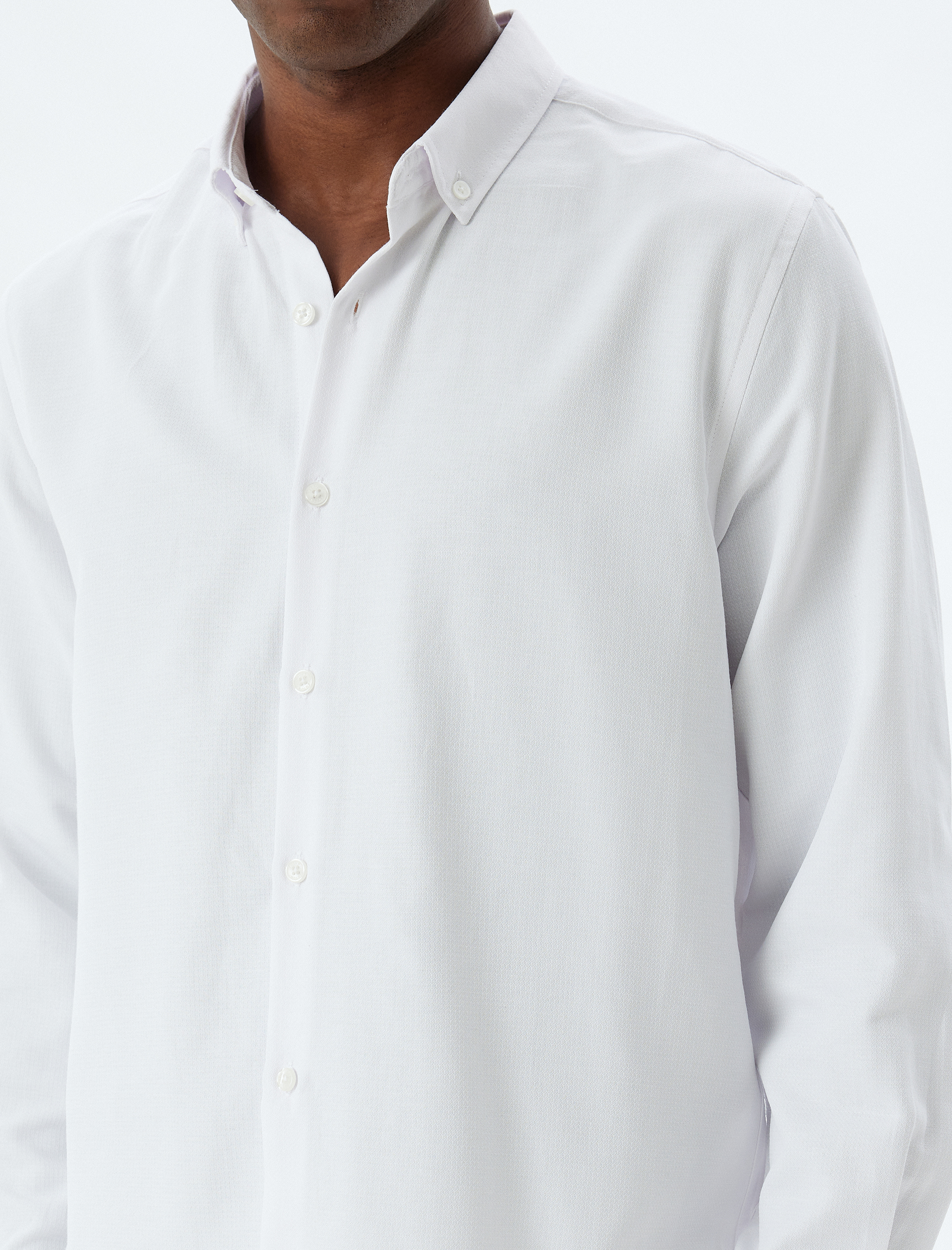   Slim Fit Gömlek Uzun Kollu Pamuk Karışımlı