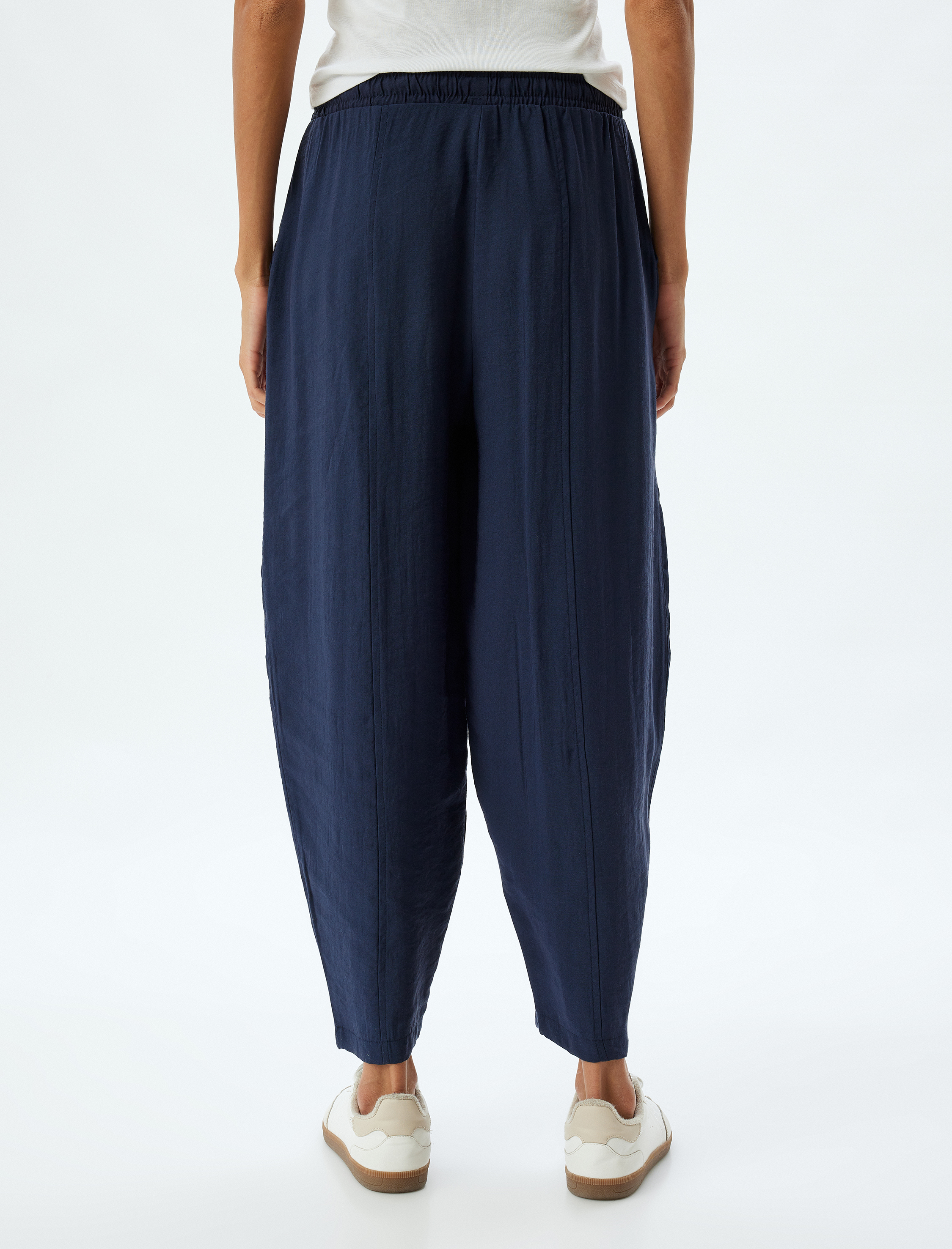   Modal Kumaş Cepli Beli Lastikli Bağlamalı Balon Pantolon