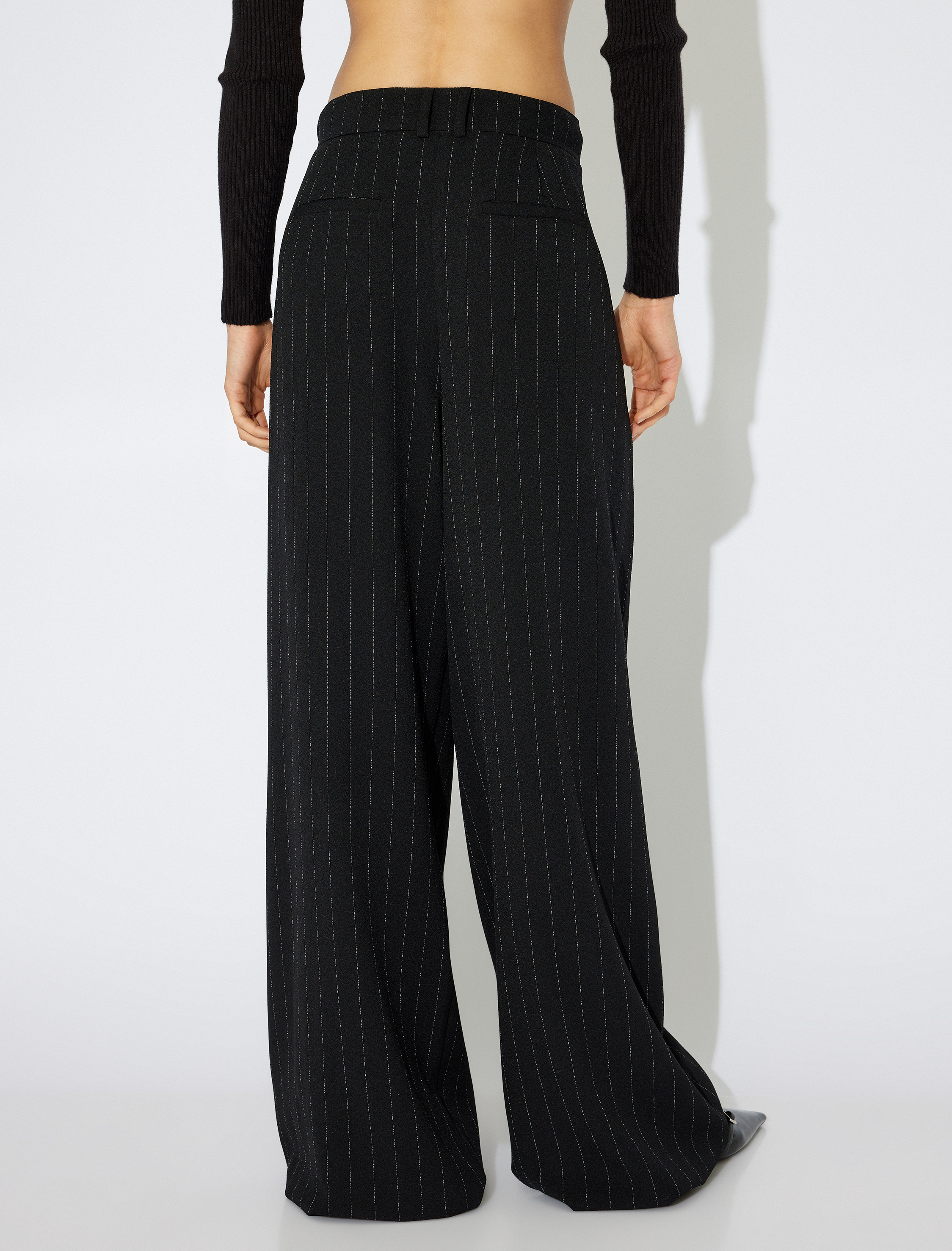   Pile Detaylı Yüksek Bel Cepli Palazzo Pantolon