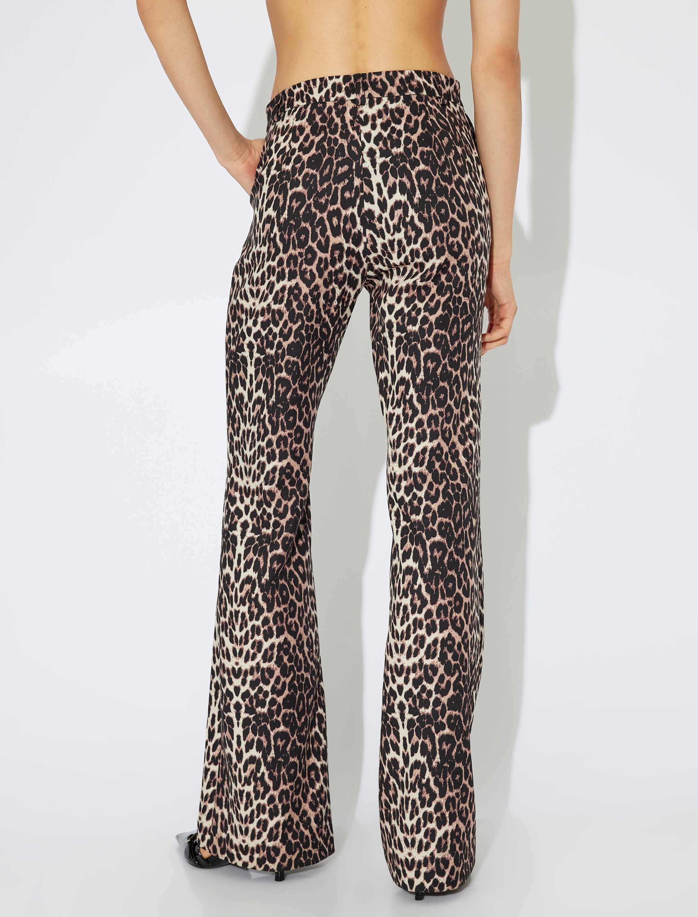   Leopar Desen İspanyol Paça Pantolon