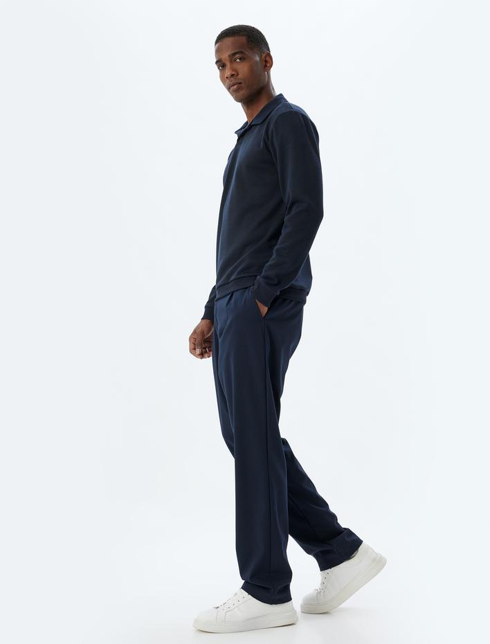  Pamuk Karışımlı Uzun Kollu Boxy Polo Yaka Kazak