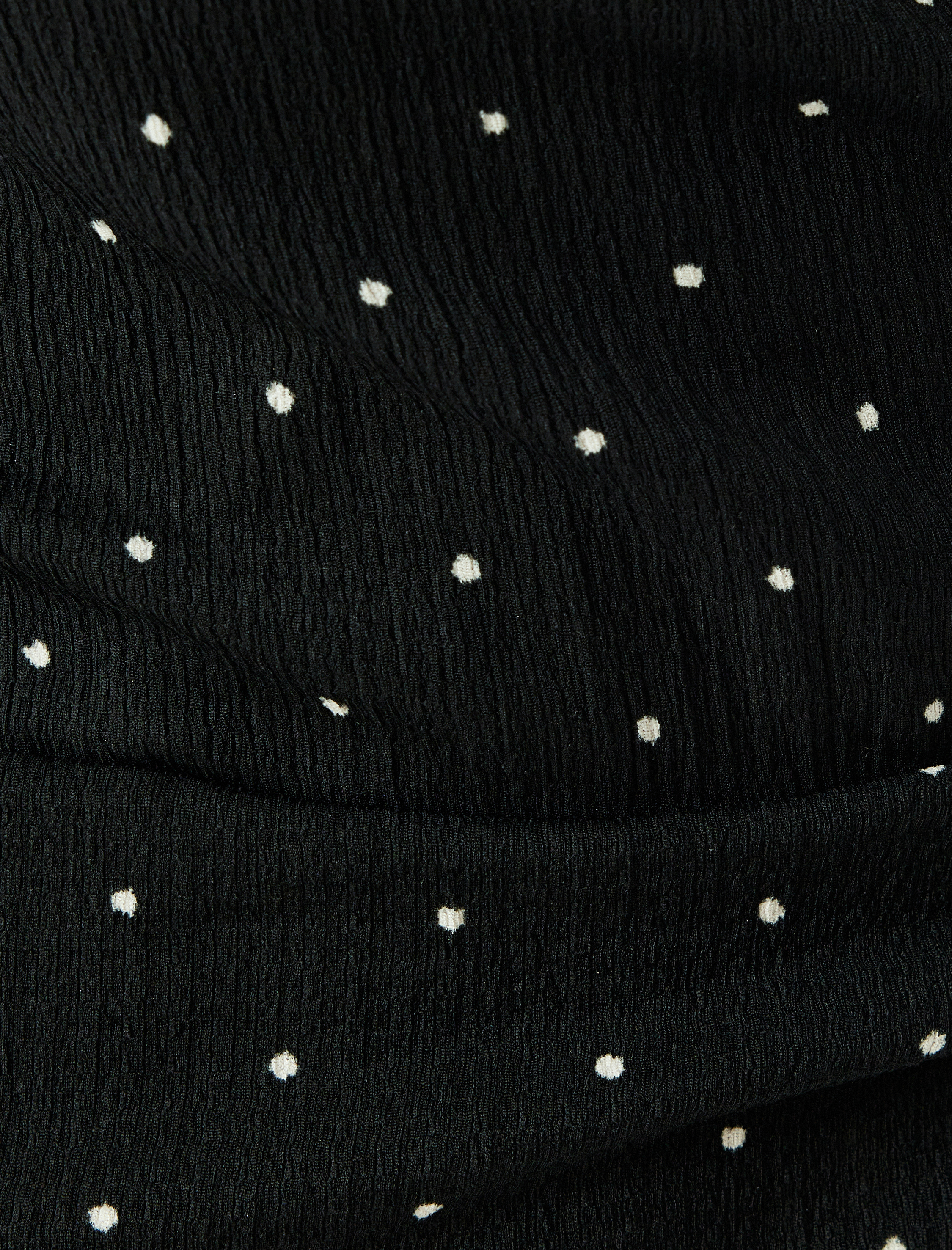   Puantiyeli Mini Elbise Kruvaze V Yaka Kısa Kollu Fırfırlı