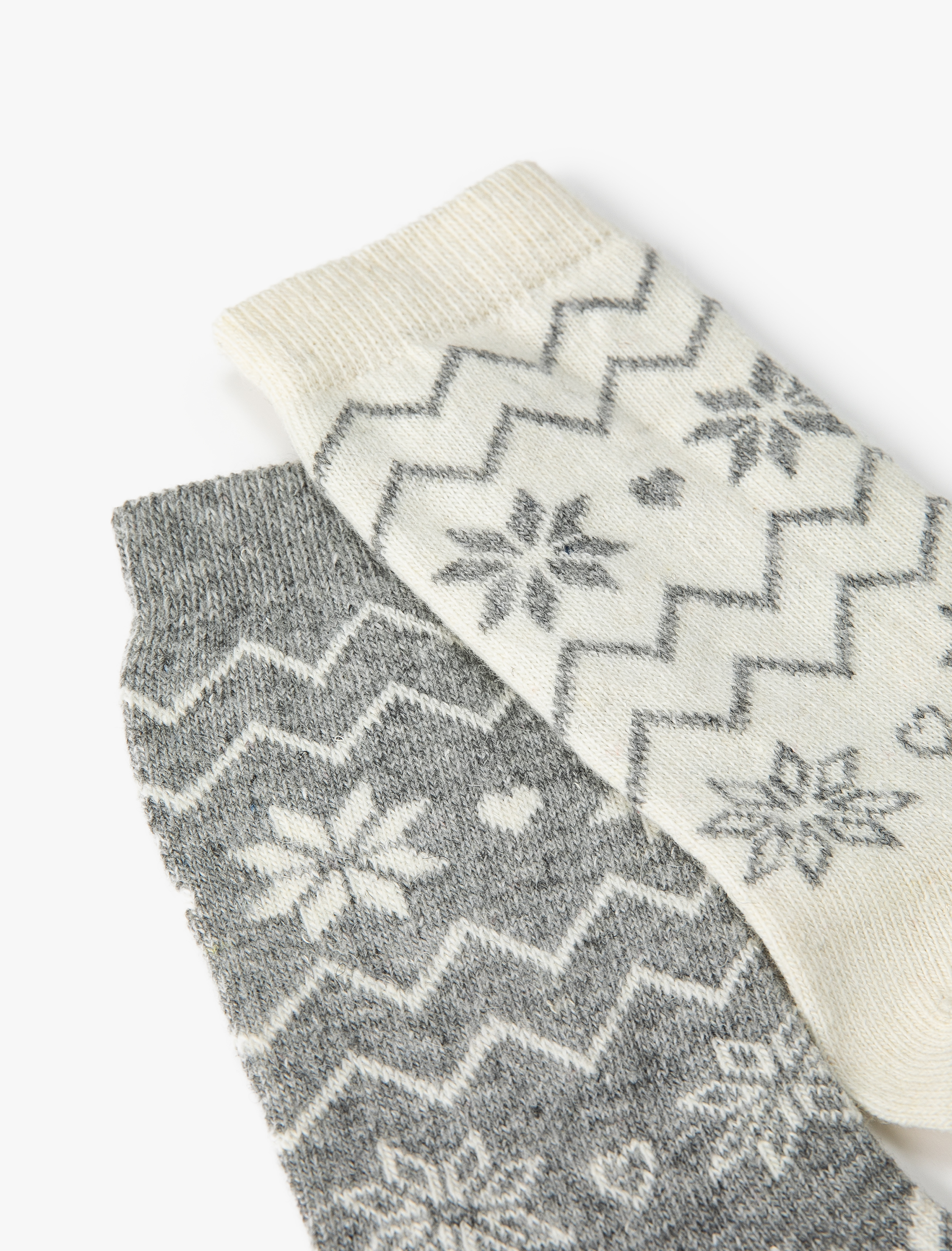  Kadın 2'li Kalın Soket Çorap Seti Desenli Çok Renkli