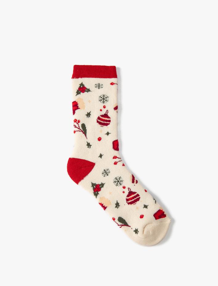 Kadın Yılbaşı Çorabı Havlu Çok Renkli Desenli