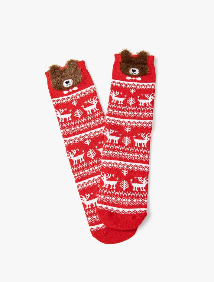 Kadın Yılbaşı Çorabı Çok Renkli Desenli