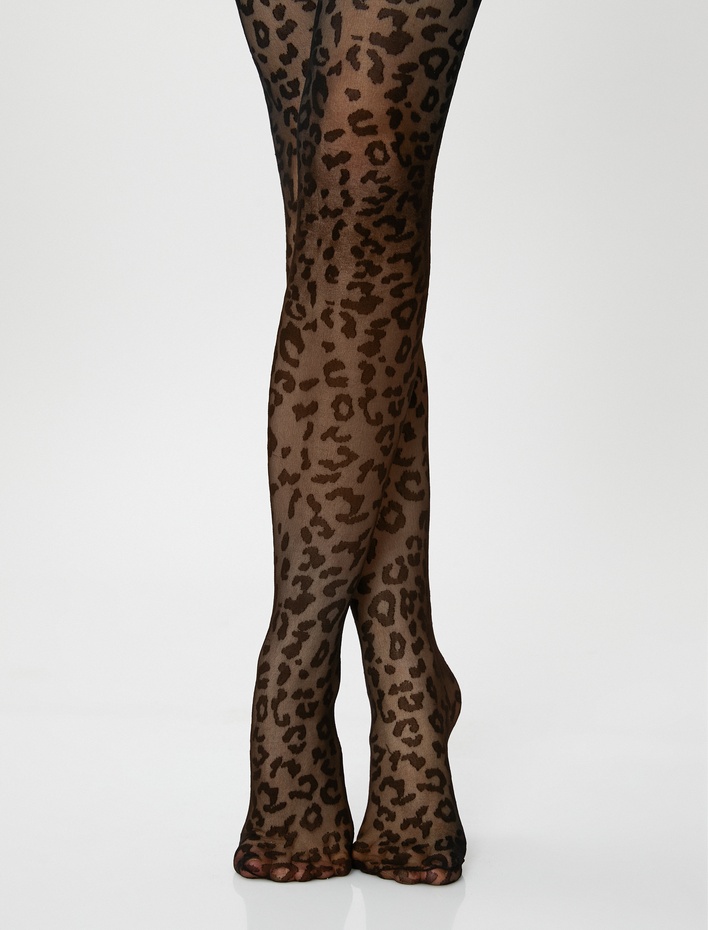 Kadın Külotlu Çorap Leopar Desenli