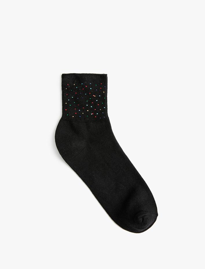 Kadın Soket Çorap Çok Renkli Boncuk İşlemeli
