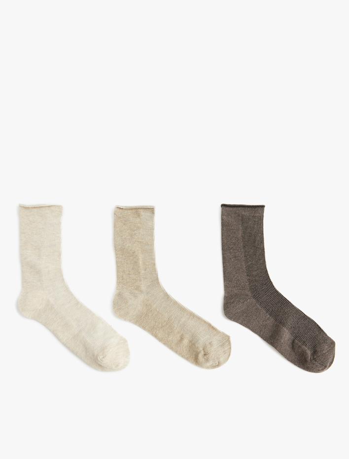 Kadın 3'lü Soket Çorap Seti Basic Çok Renkli