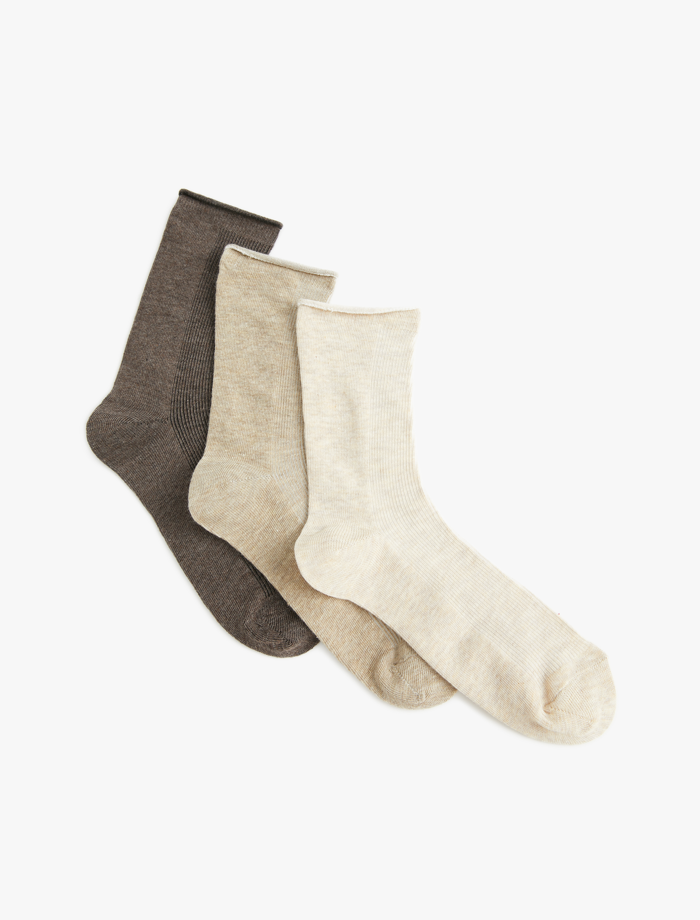  Kadın 3'lü Soket Çorap Seti Basic Çok Renkli