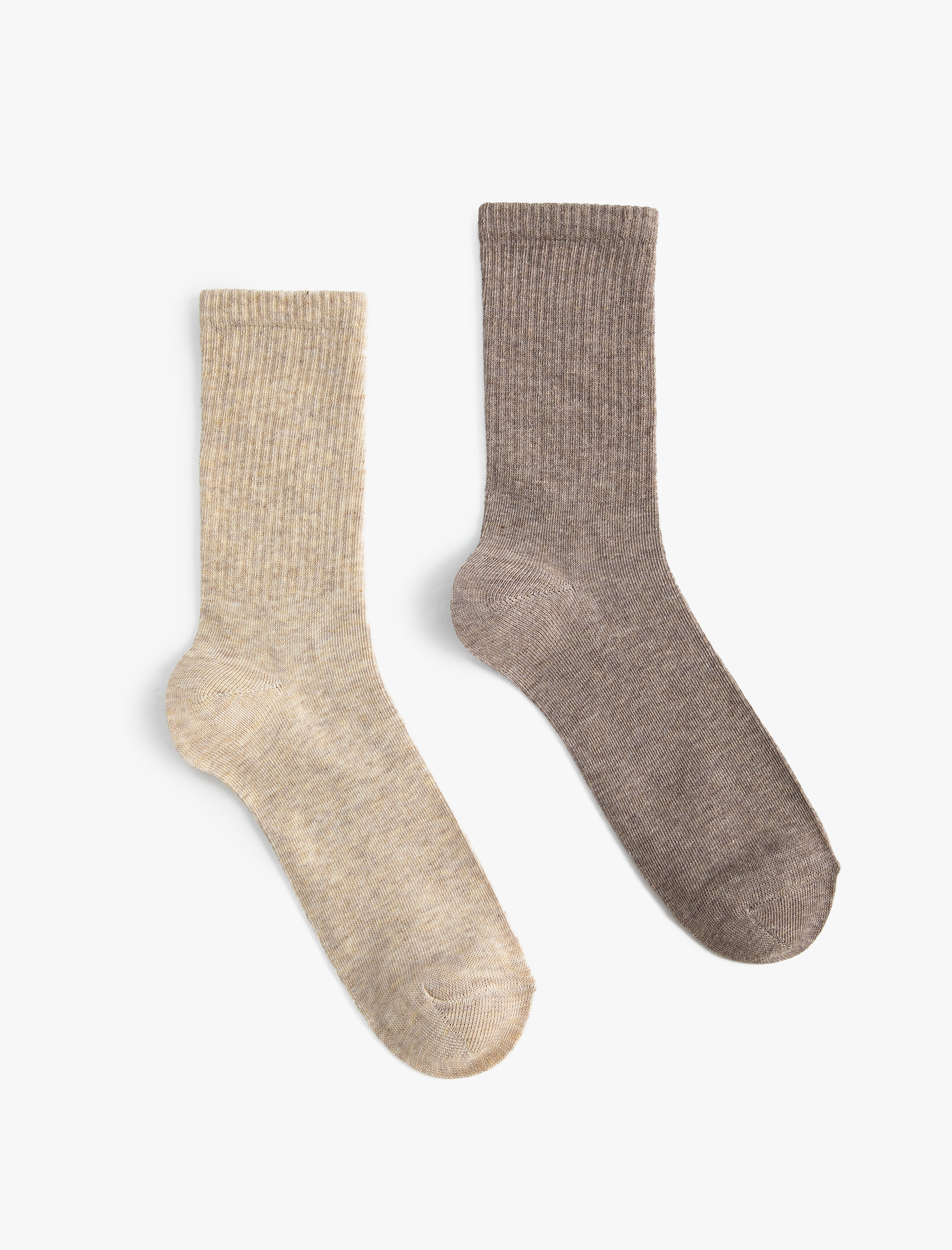  Kadın Basic 2'li Soket Çorap Seti Çok Renkli Dokulu