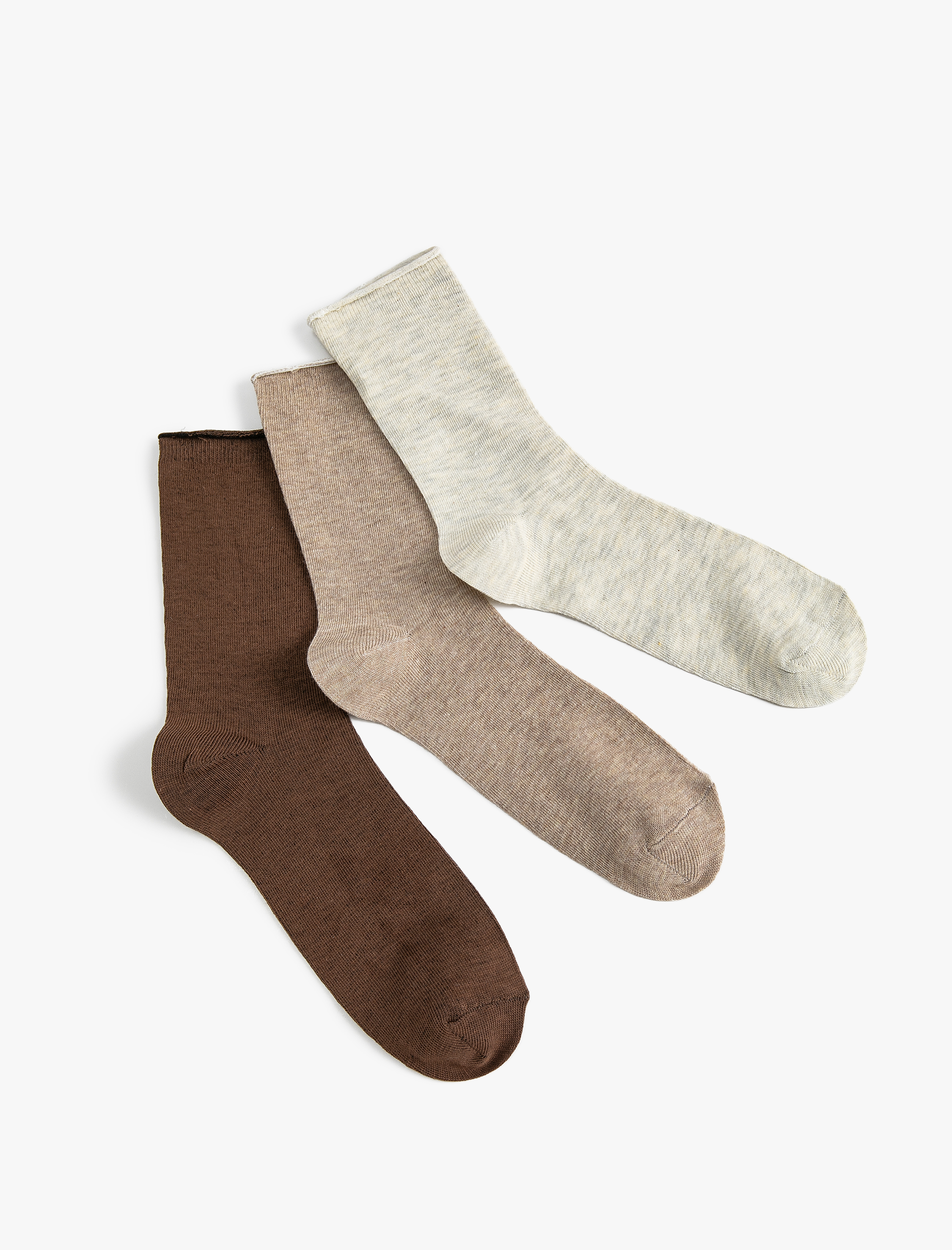  Kadın 3'lü Basic Soket Çorap Seti Çok Renkli