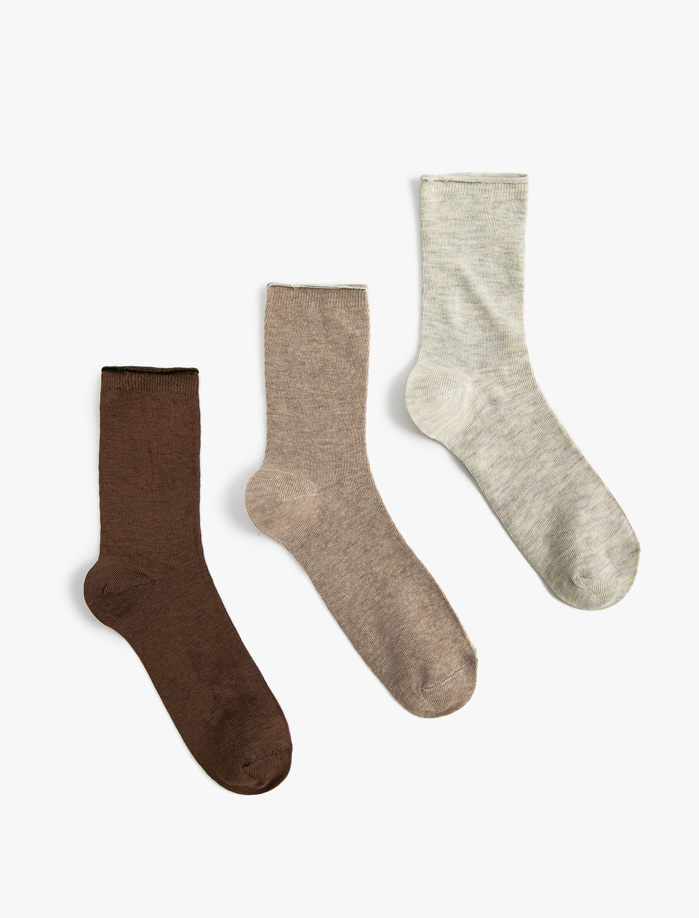  Kadın 3'lü Basic Soket Çorap Seti Çok Renkli