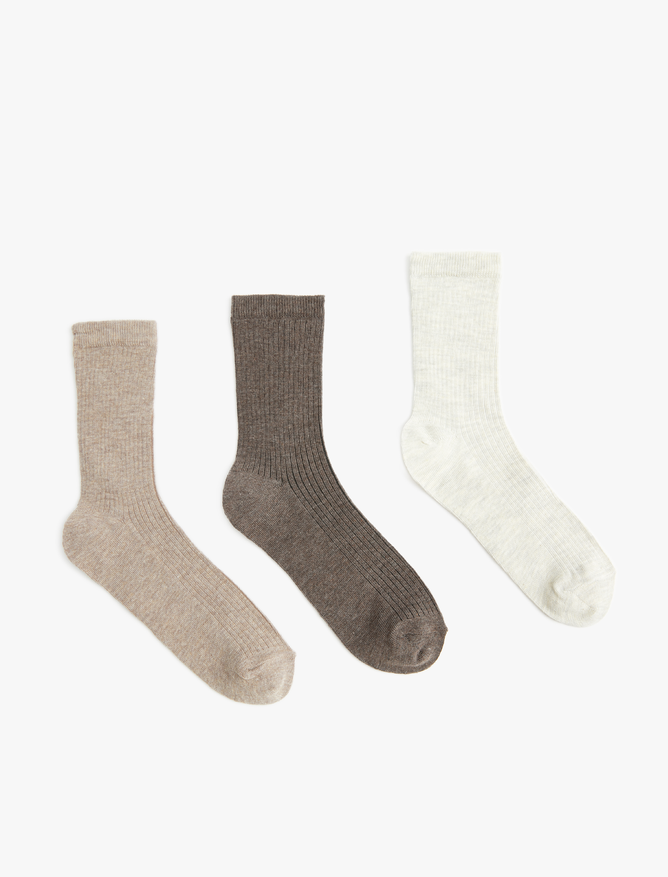  Kadın Basic 3'lü Soket Çorap Seti Çok Renkli