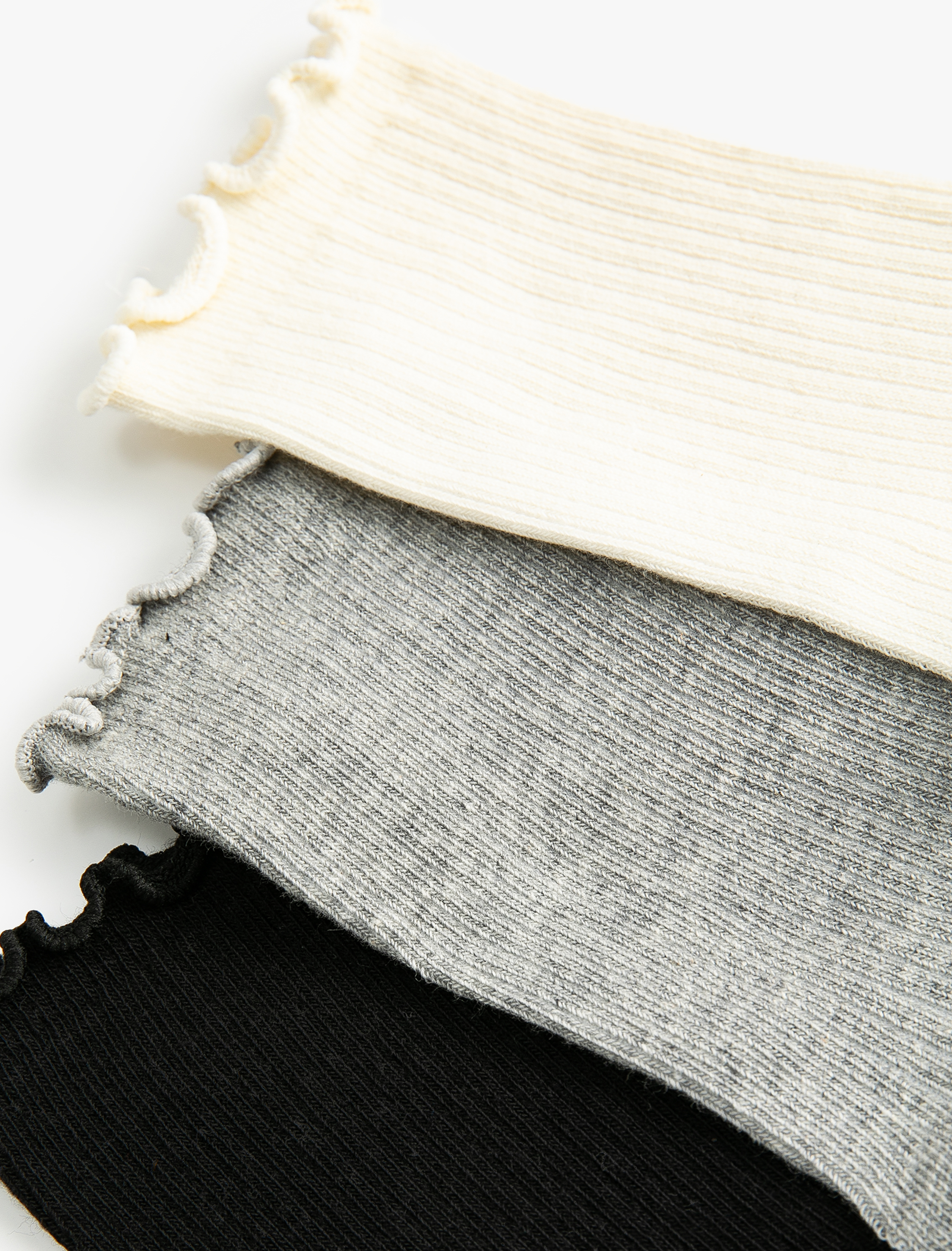  Kadın 3'lü Soket Çorap Seti Fırfır Detaylı Çok Renkli