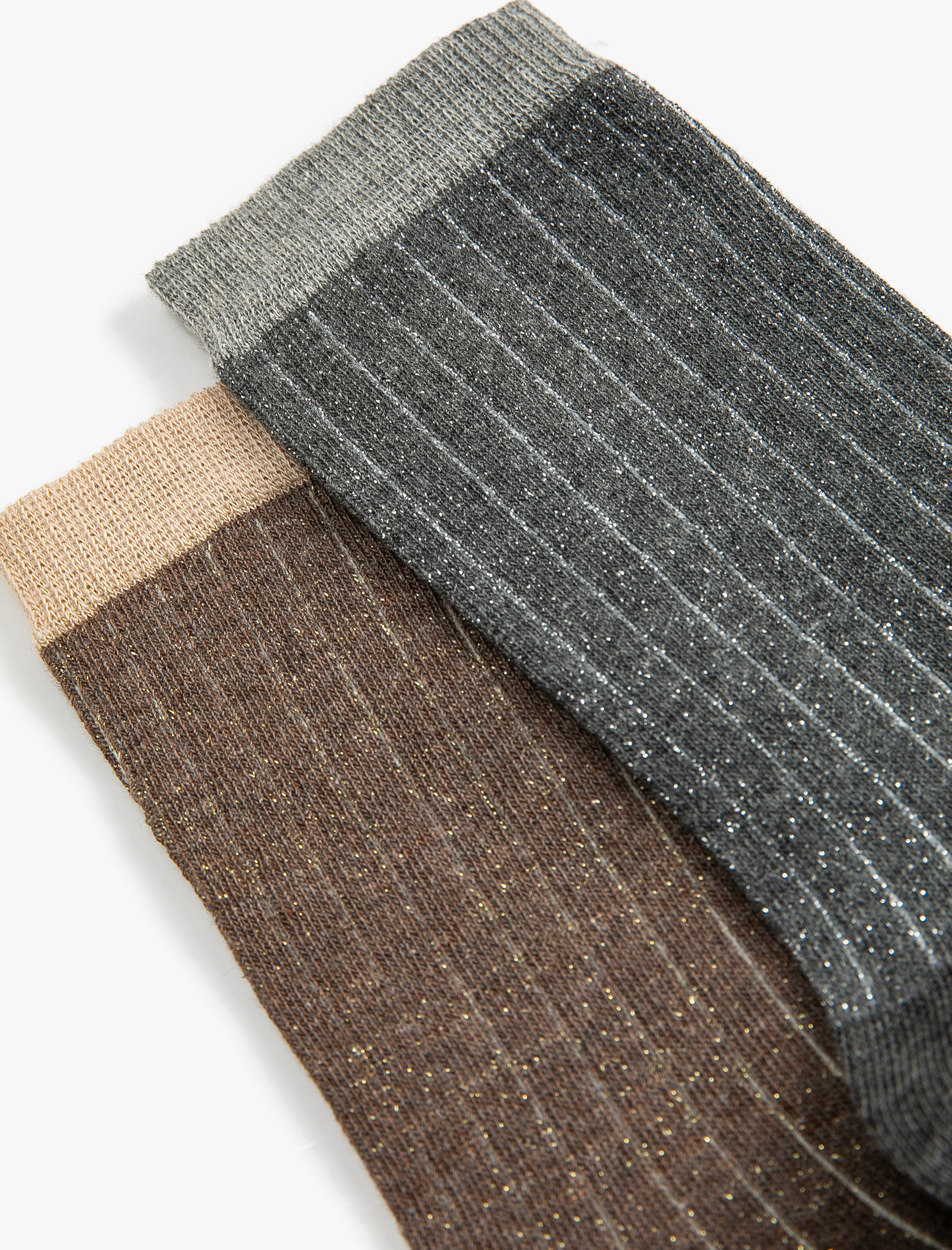  Kadın 2'li Soket Çorap Seti Çok Renkli Şerit Detaylı