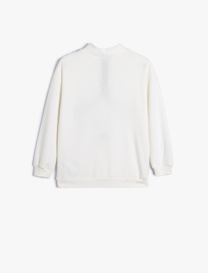 Erkek Çocuk Yarım Fermuarlı Sweatshirt Baskılı Dik Yaka