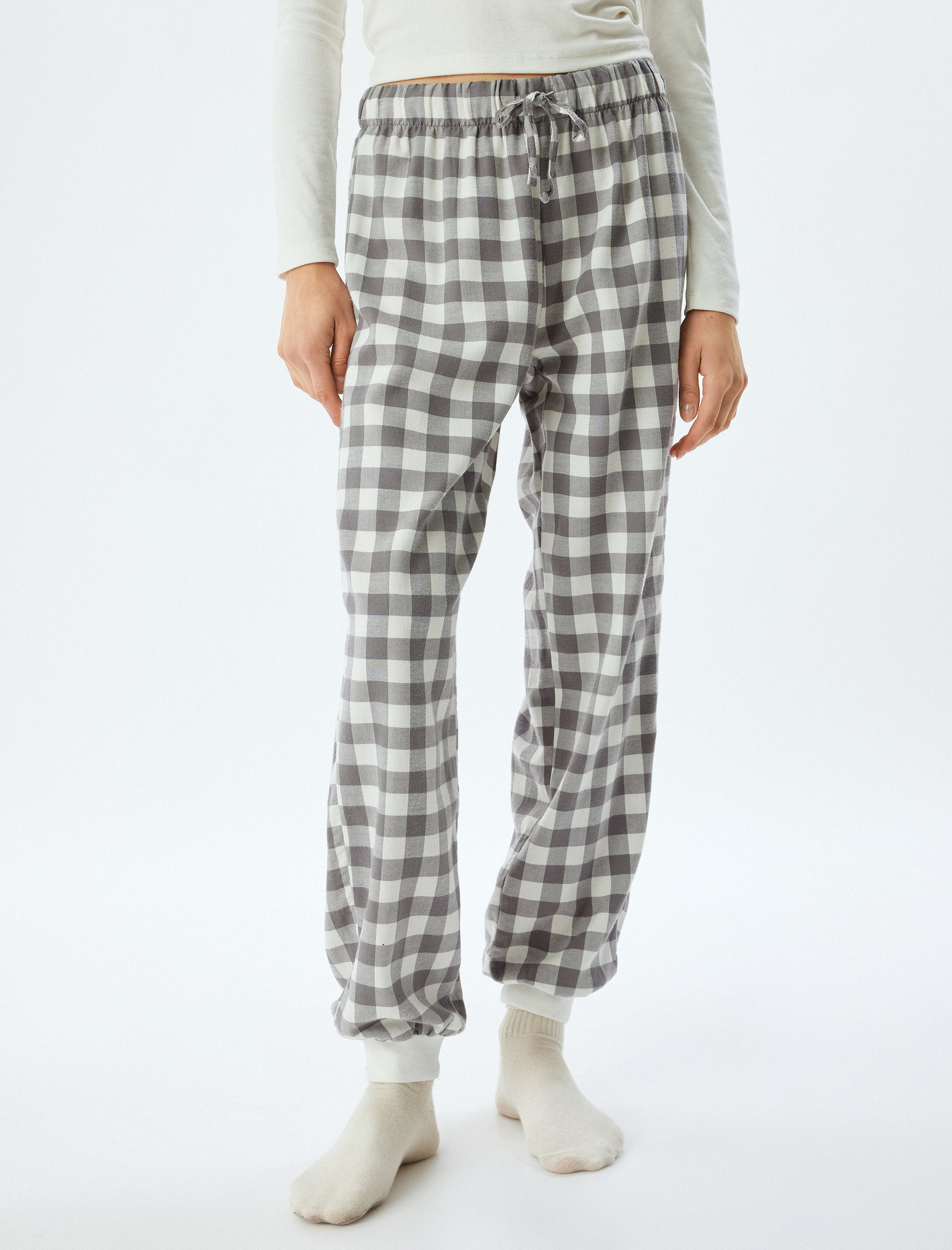 Jogger Pijama Altı Pamuklu Beli Lastikli Bağlamalı