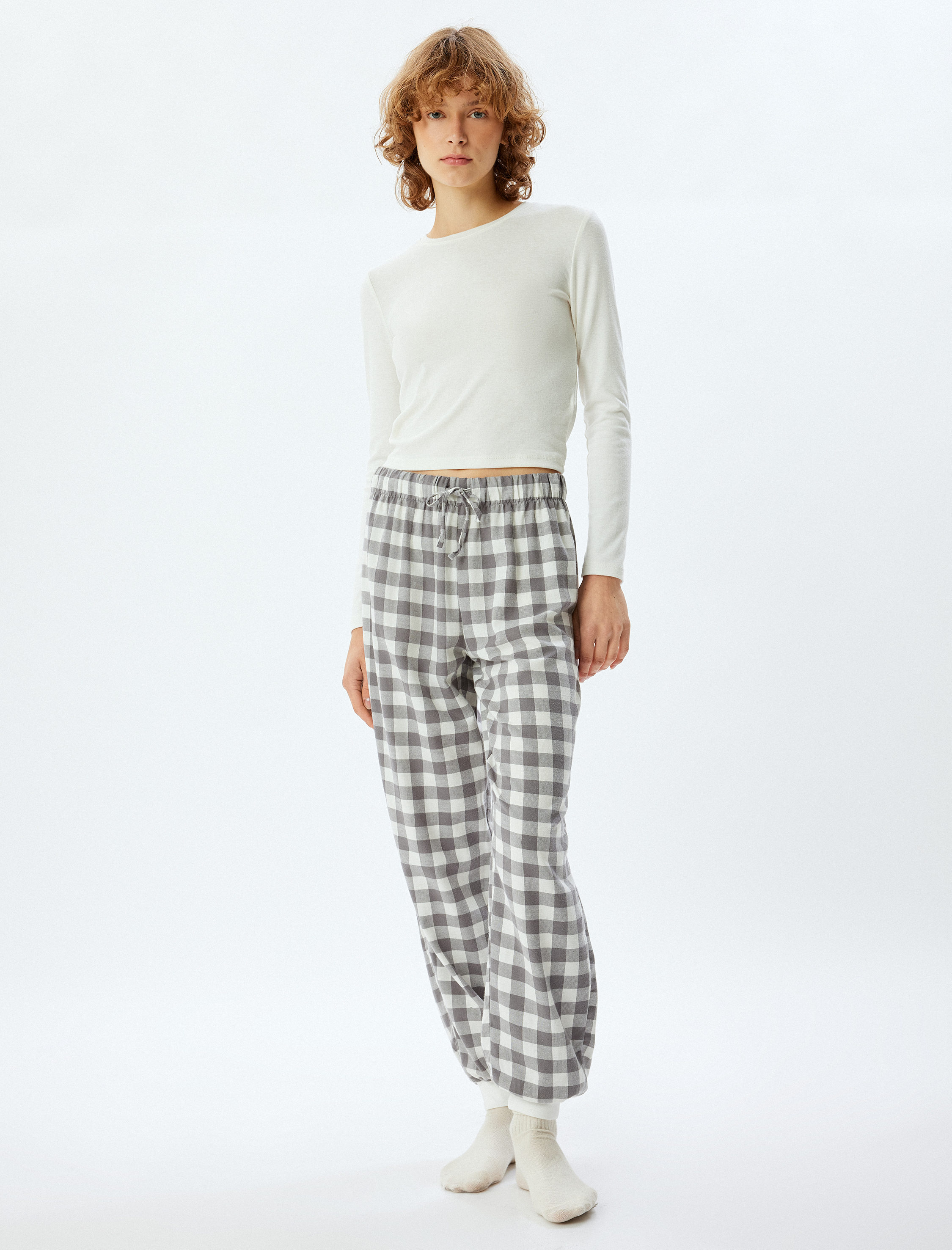 Jogger Pijama Altı Pamuklu Beli Lastikli Bağlamalı