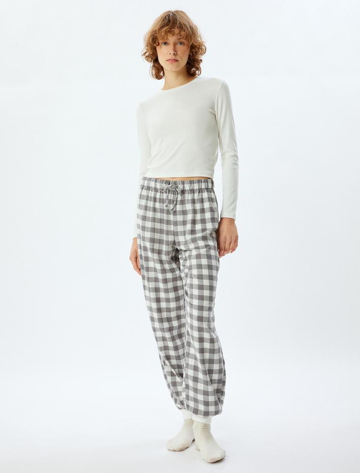  Jogger Pijama Altı Pamuklu Beli Lastikli Bağlamalı