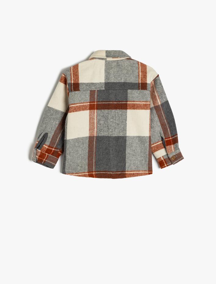 Erkek Bebek Oduncu Gömlek Uzun Kollu Cep Detaylı Pamuk Karışımlı