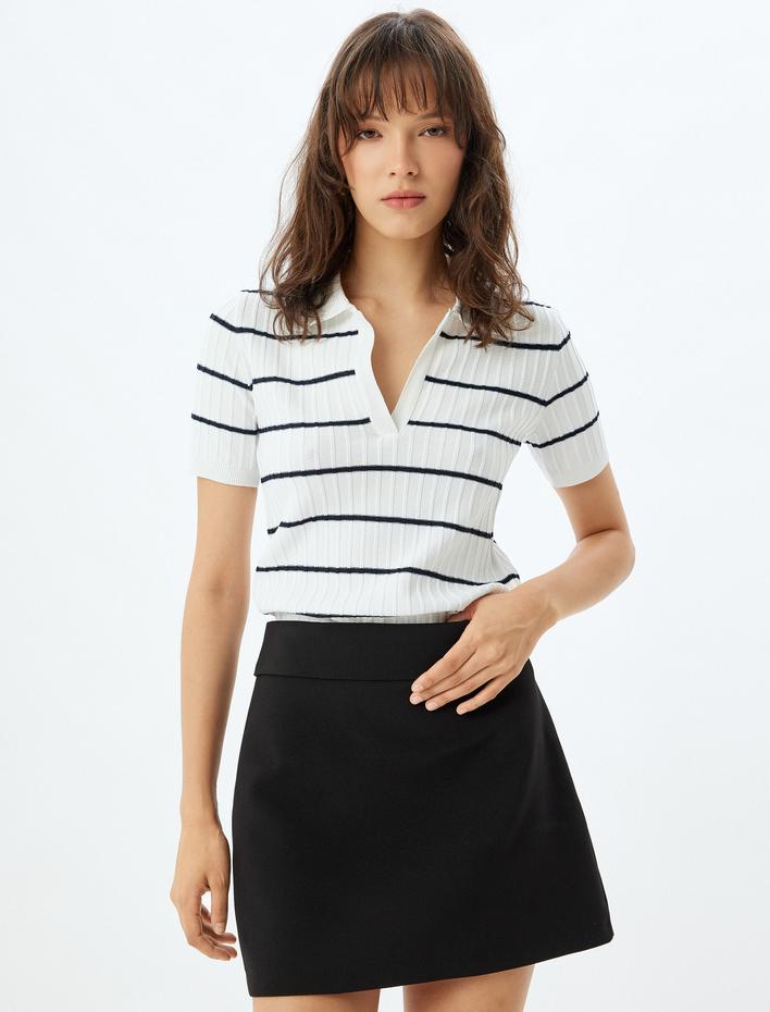  Polo Triko Kazak Kısa Kollu Dokulu