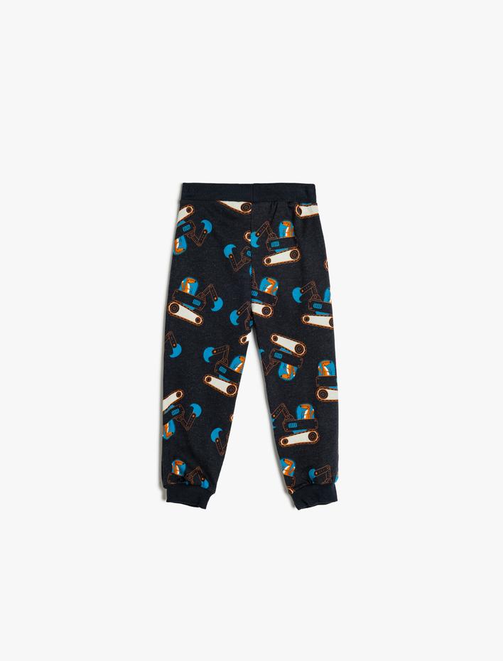 Erkek Bebek Pamuklu Eşofman Altı Baskılı Beli Bağcıklı Şardonlu