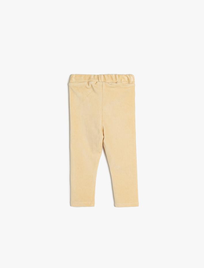 Kız Bebek Pamuklu Beli Lastikli Cep Detaylı Kadife Fitilli Tayt