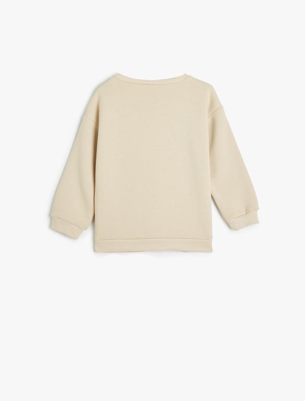 Basic Sweatshirt Bisiklet Yaka Uzun Kollu Şardonlu Pamuk Karışımlı_1