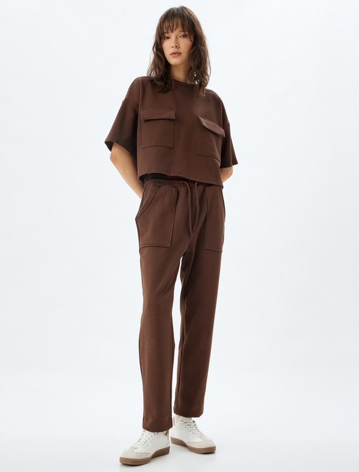  Eşofman Pantolon Cepli Beli Bağlamalı