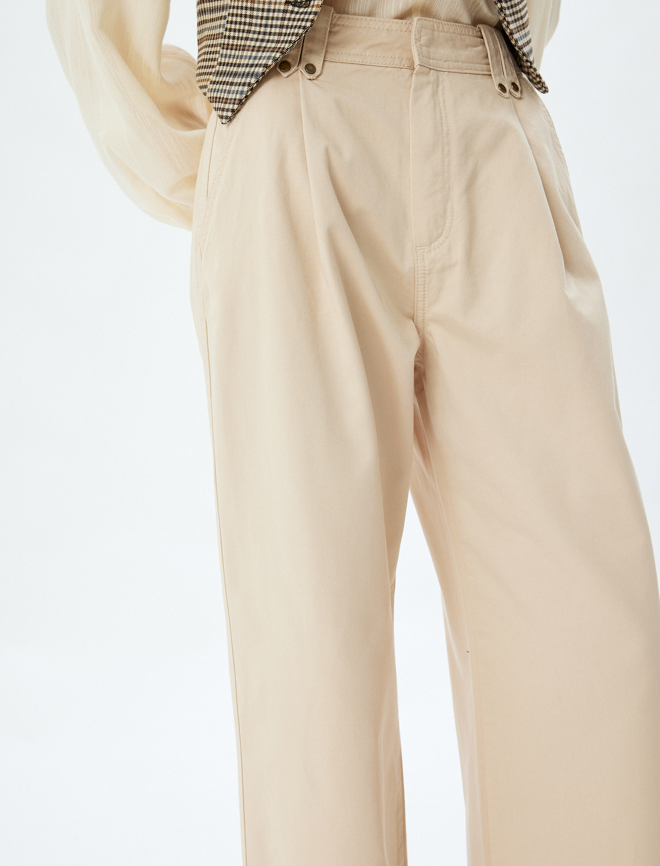   Cepli Standart Bel Geniş Paça Kanvas Pantolon