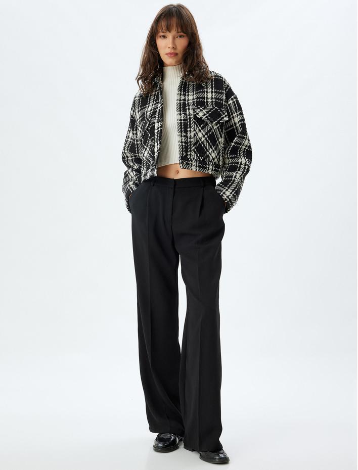  Kapaklı Cep Detaylı Düğmeli Tüvit Bomber Ceket